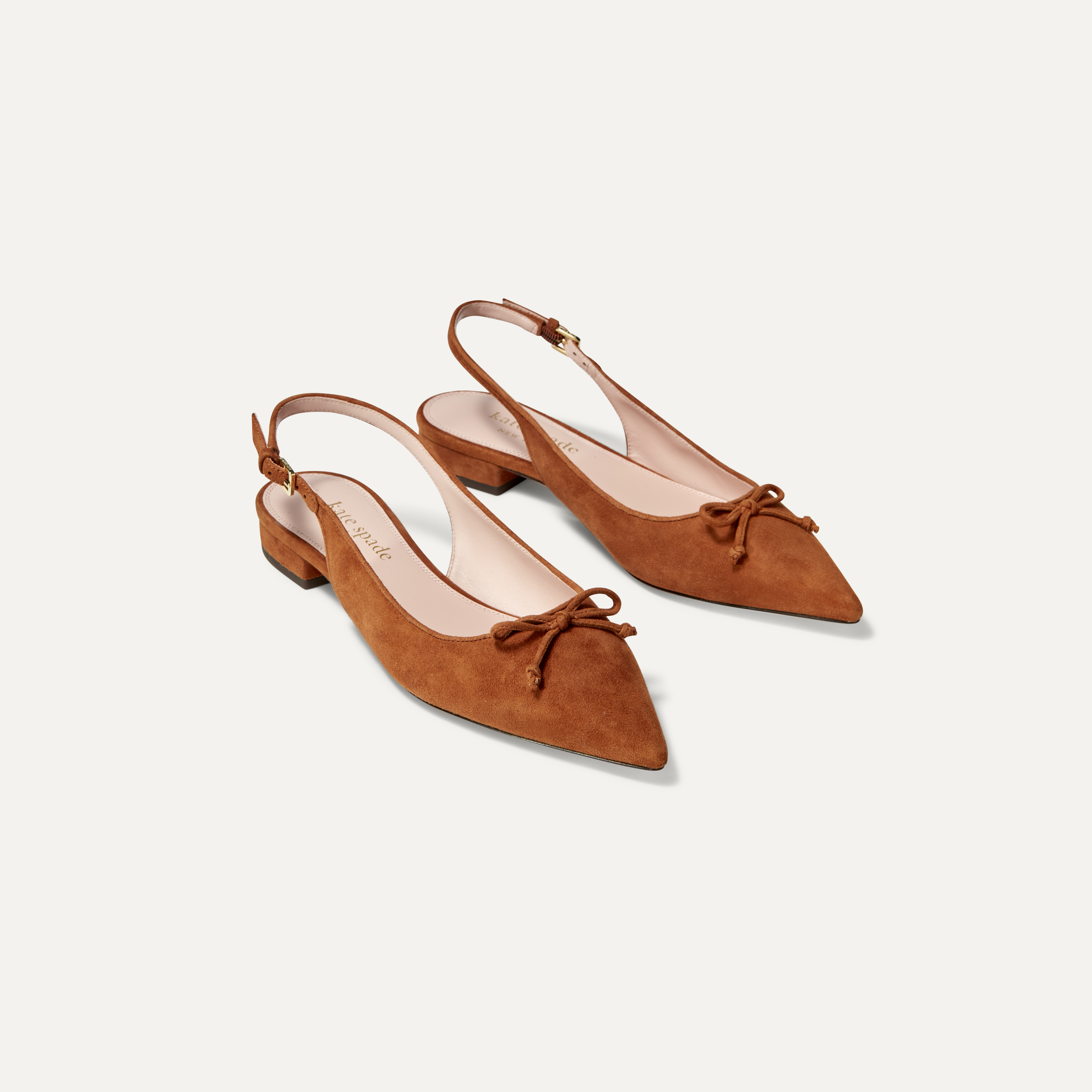 Fall orange suede slingback flats