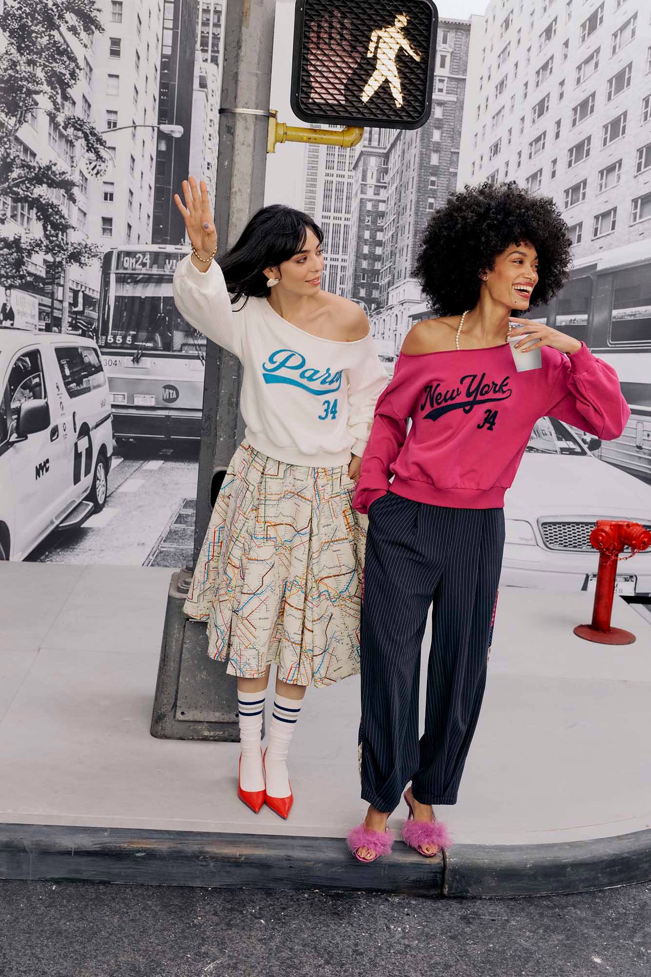 Women in crewneck shirts