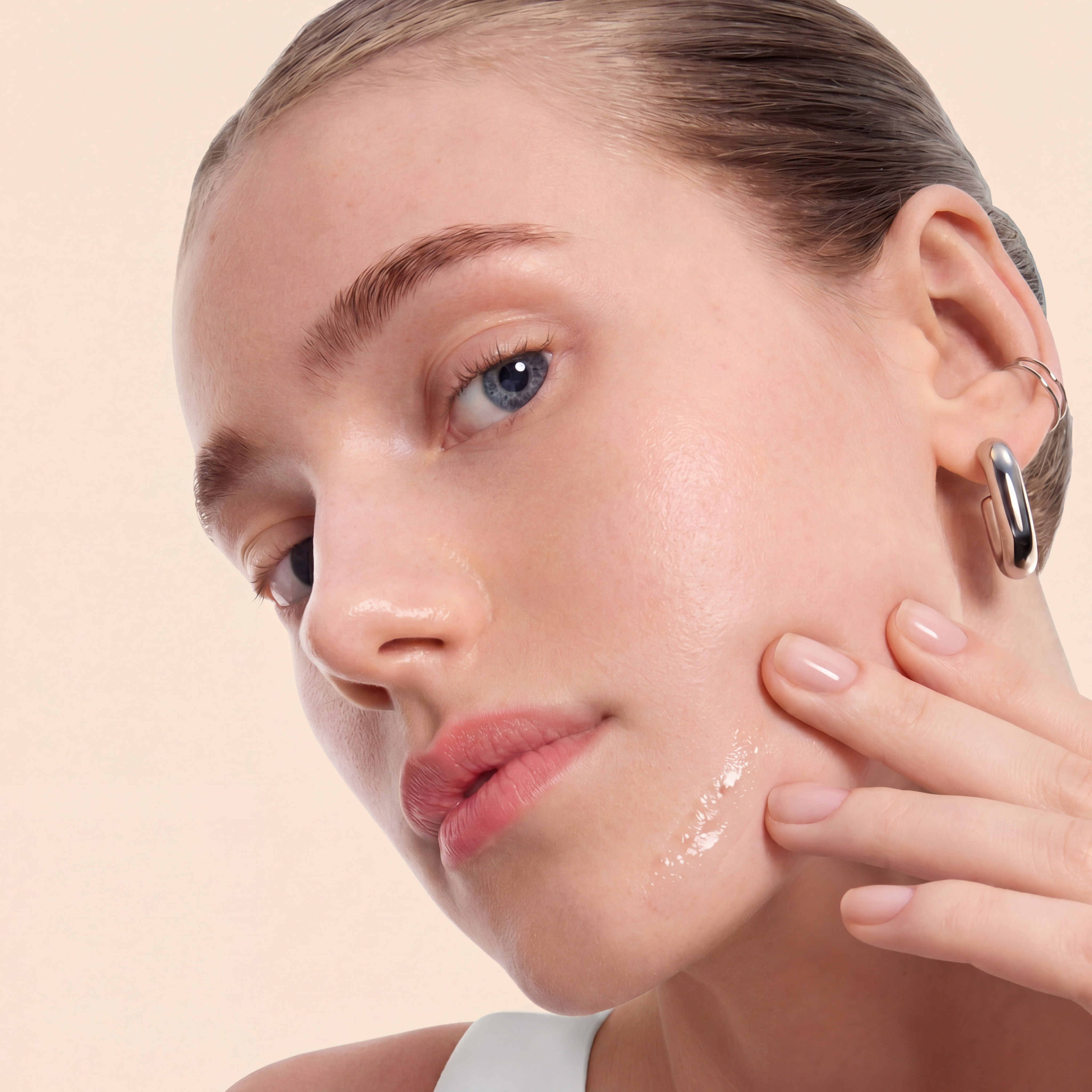 Woman with acne treatment