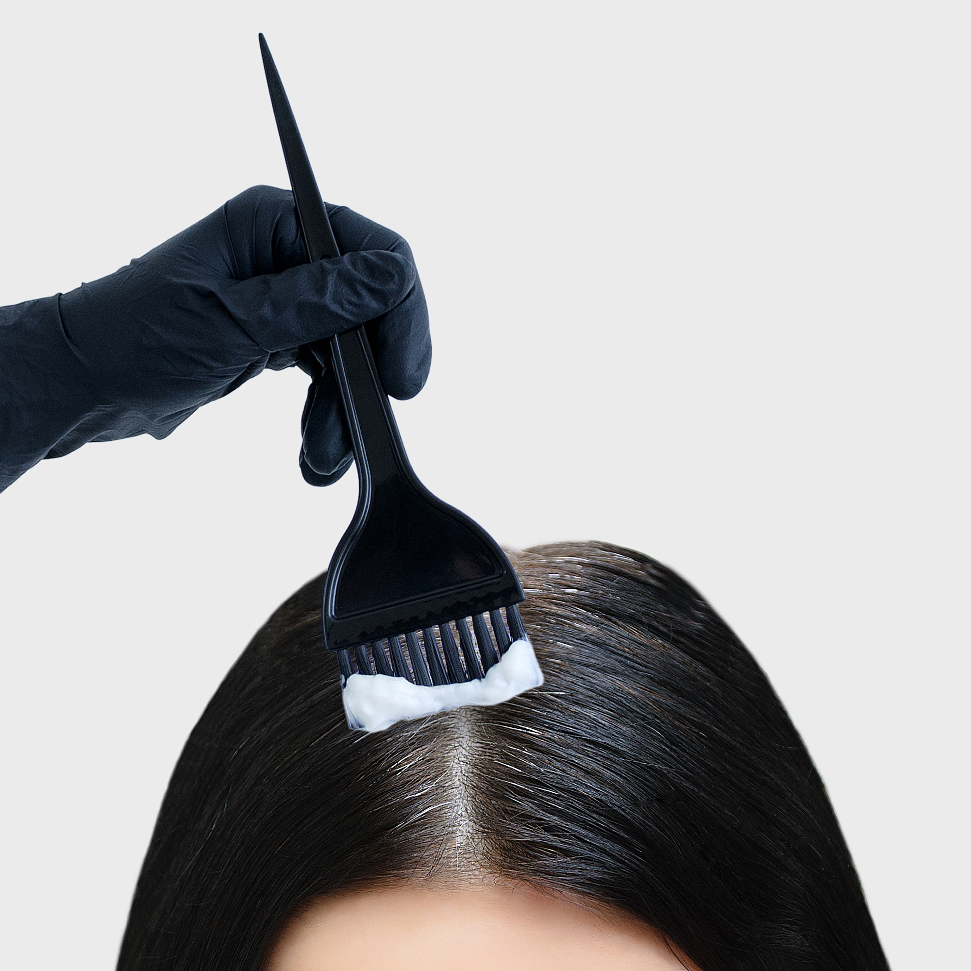 Woman with Grey Hair Dye Tools