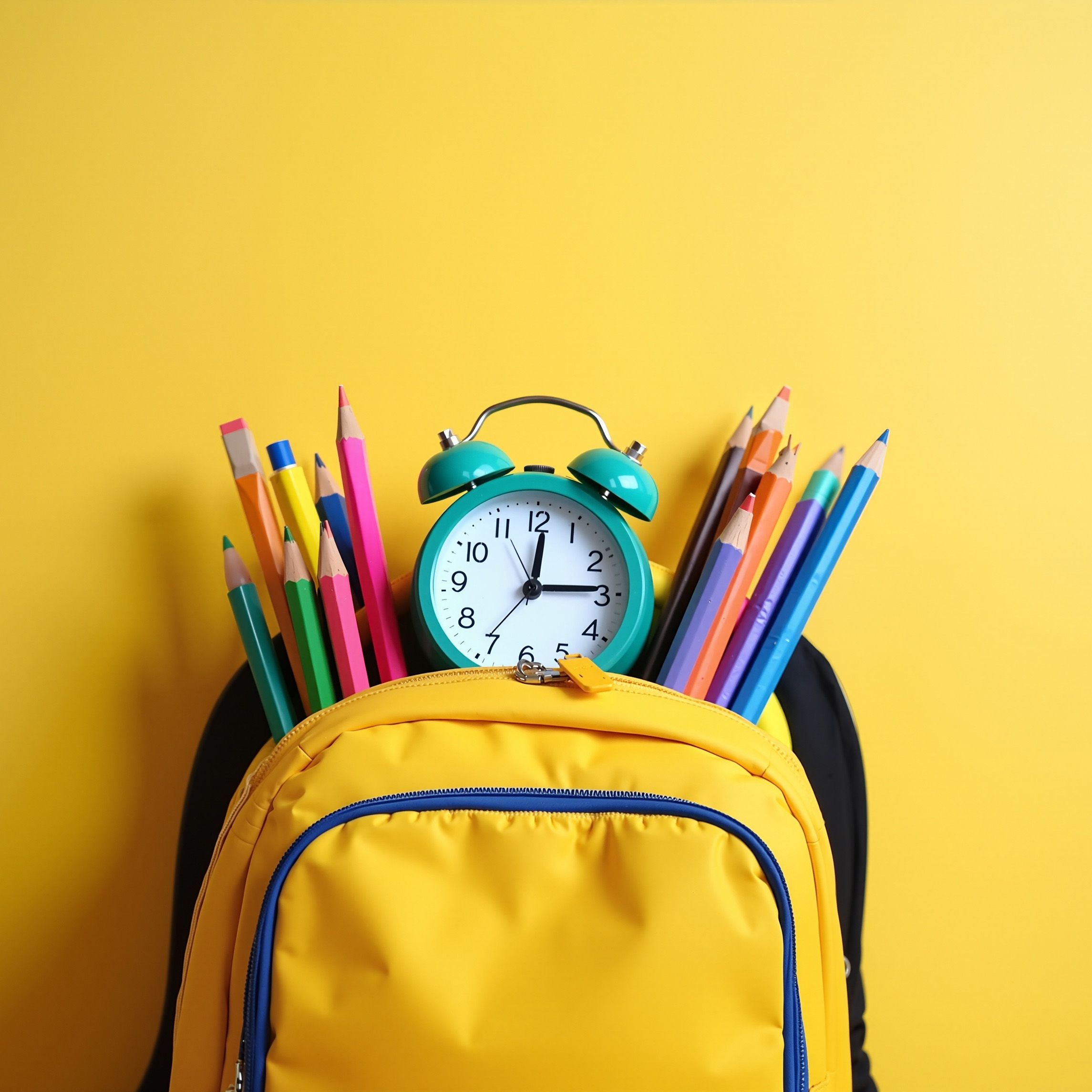 Back-To-School backpack with alarm clock