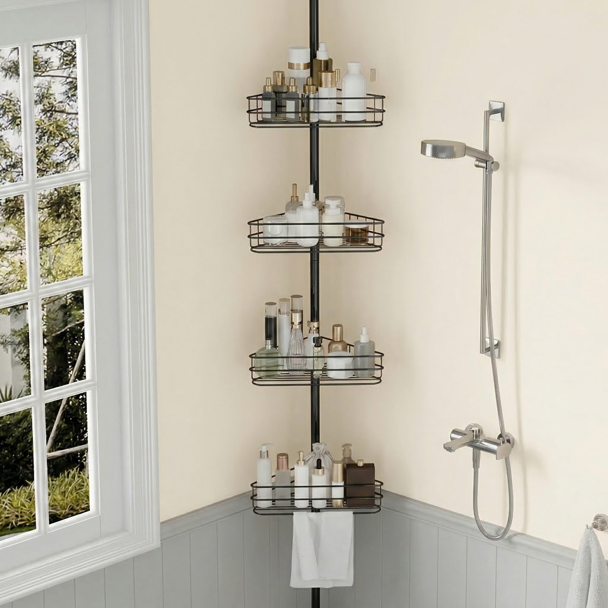 Corner shower caddy