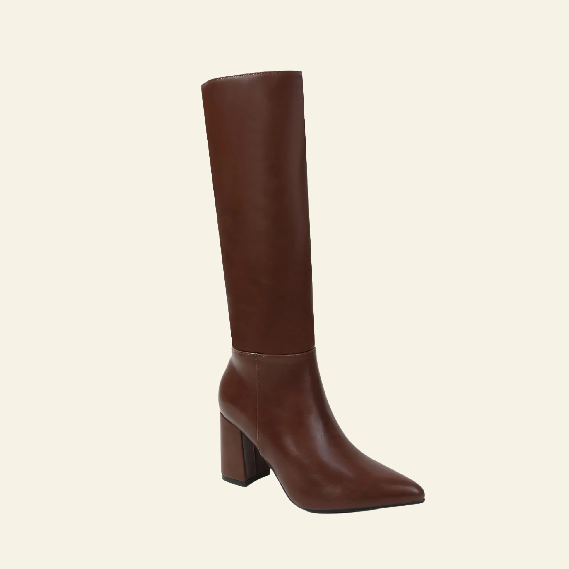 Fall brown block knee high boots