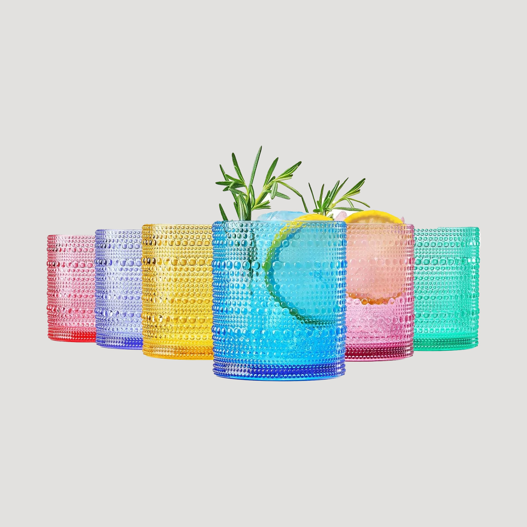 Mult-colored glass drinkware for Pride celebrations