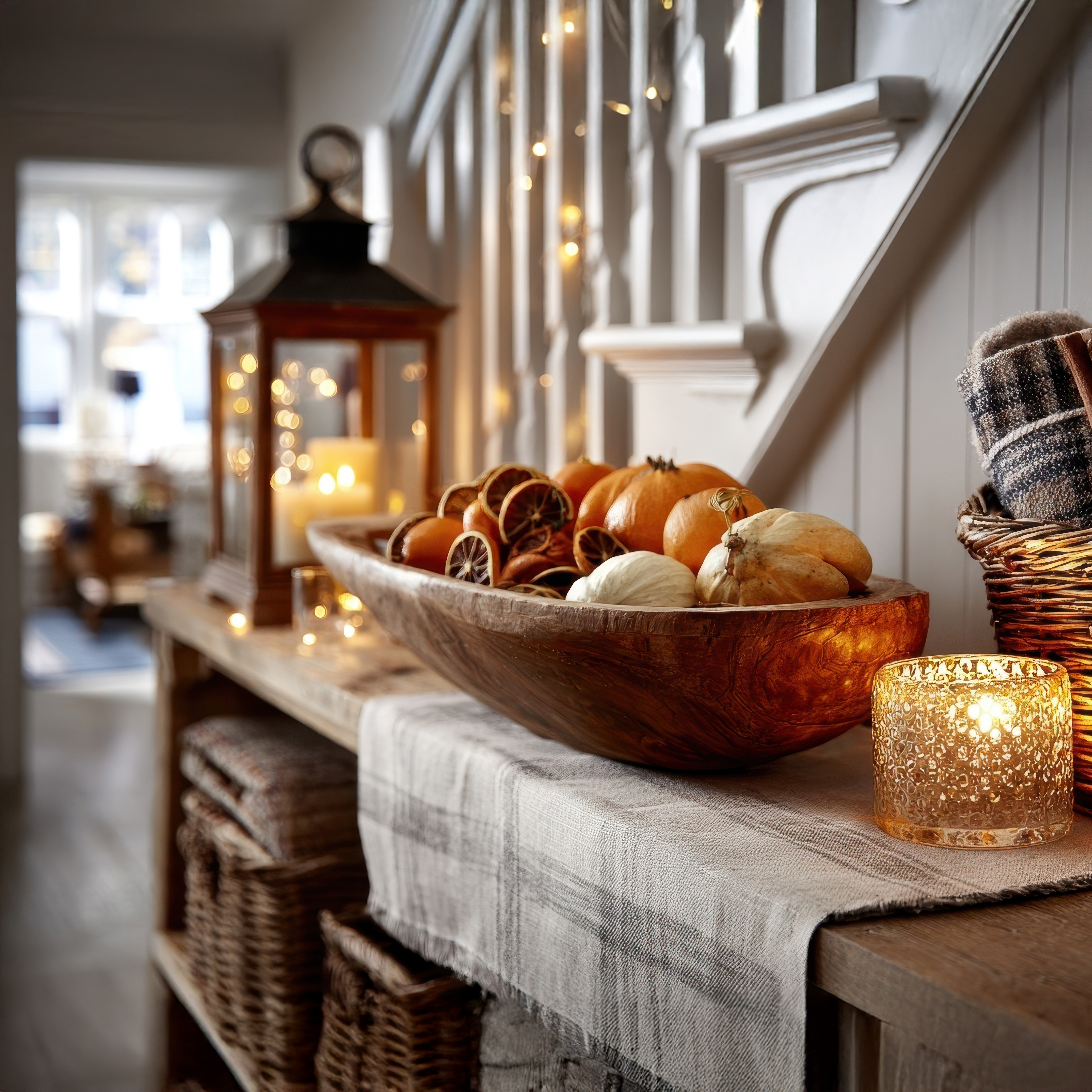 Fall entryway table decor