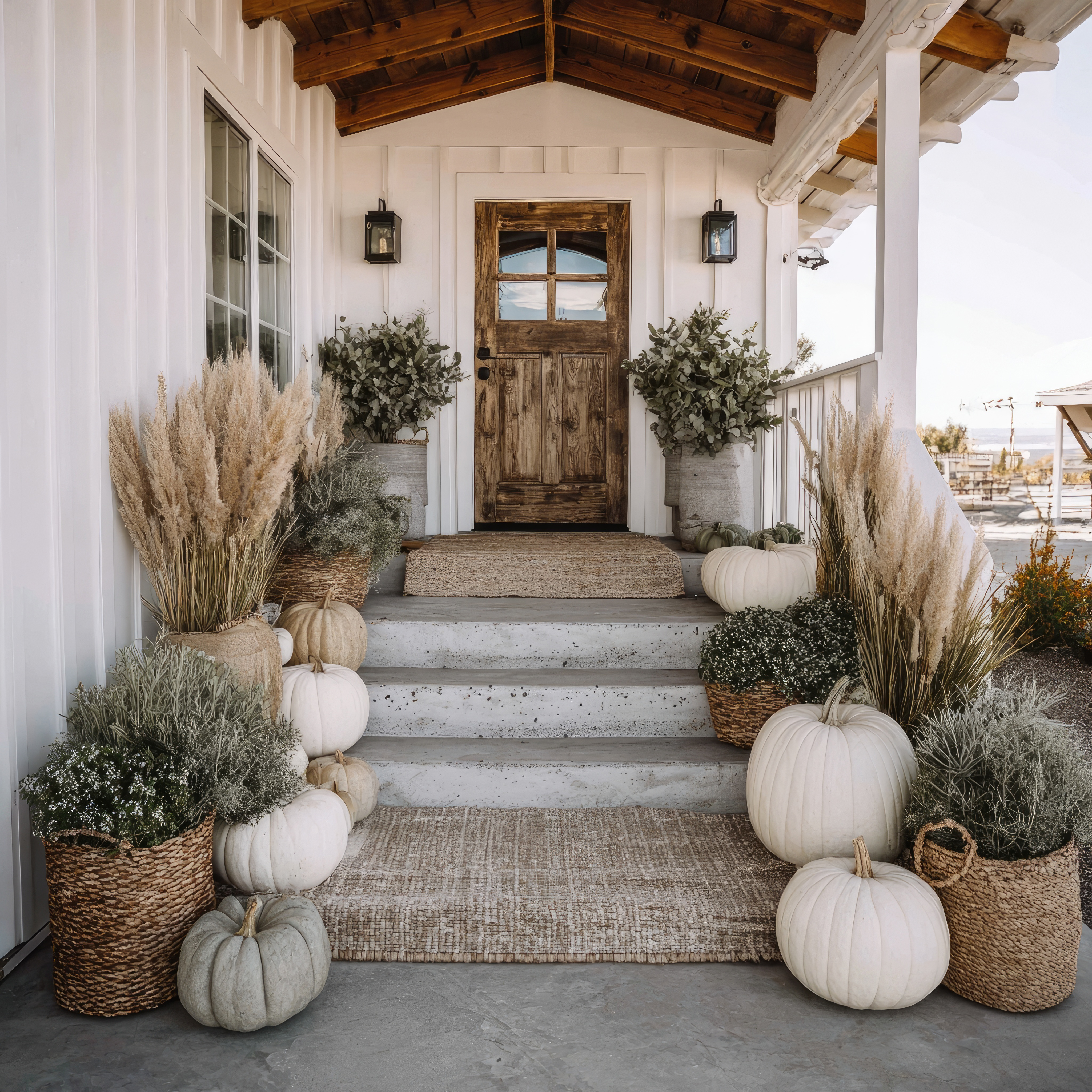 Fall porch with neutral decor