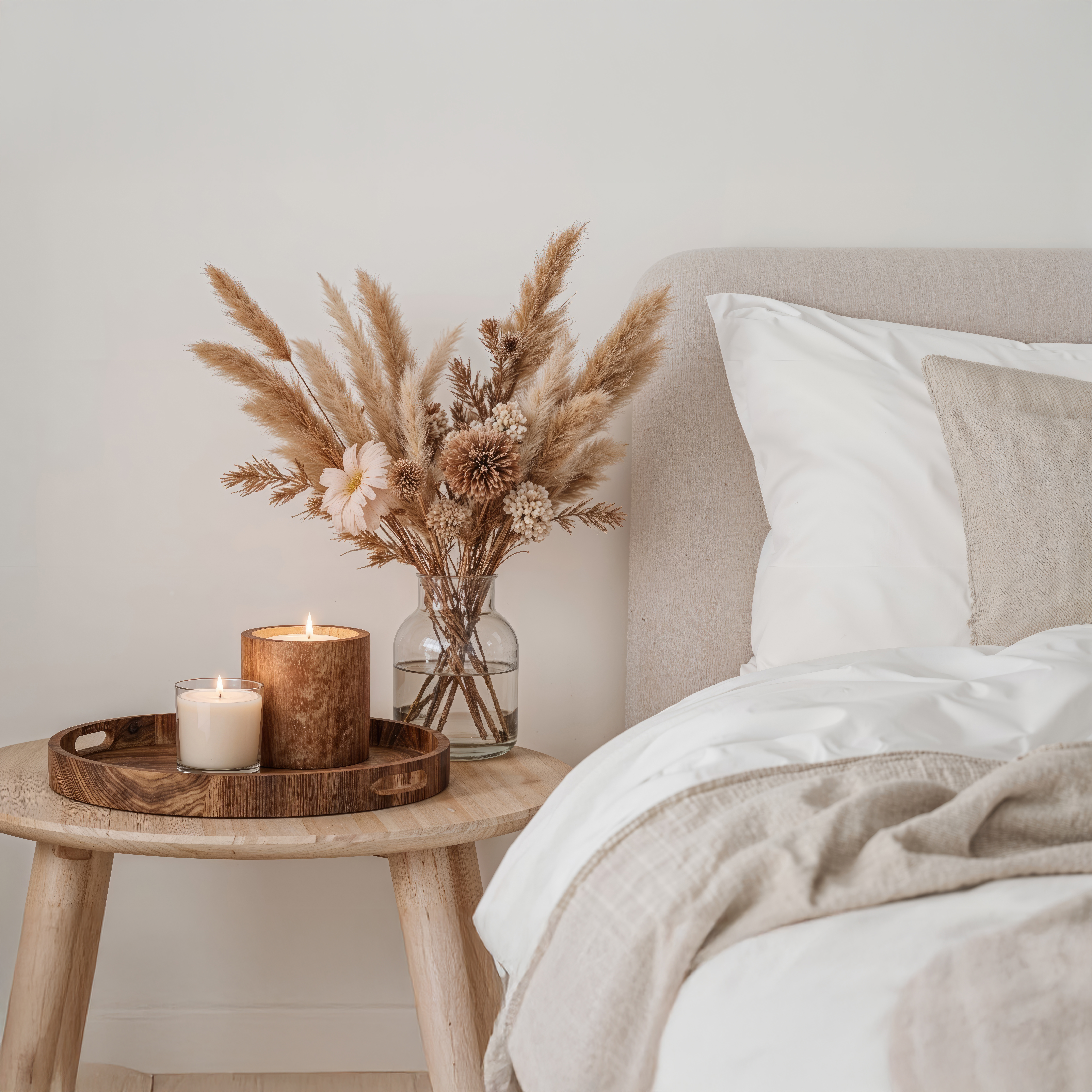 Fall candles on nightstand