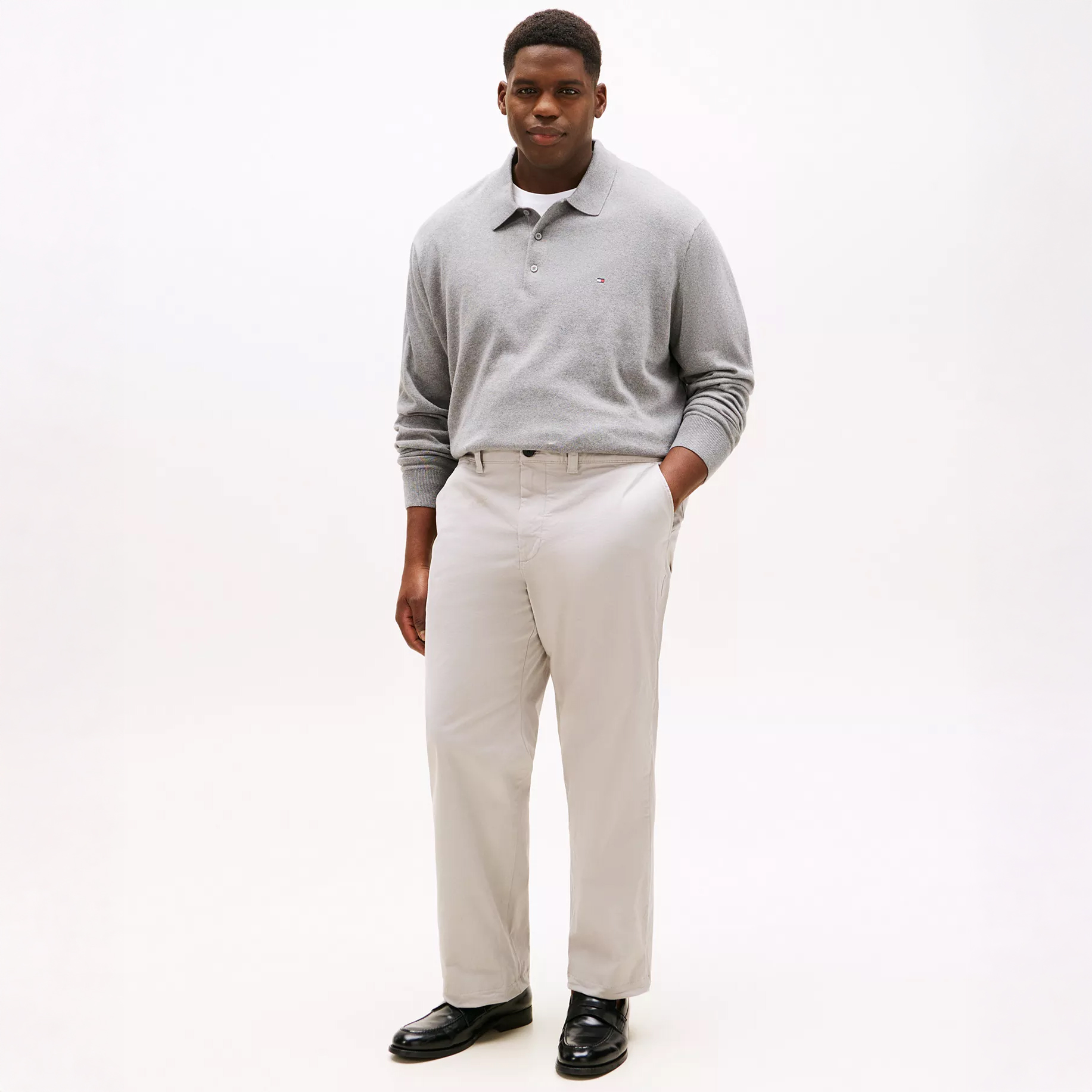 Men in neutral chinos