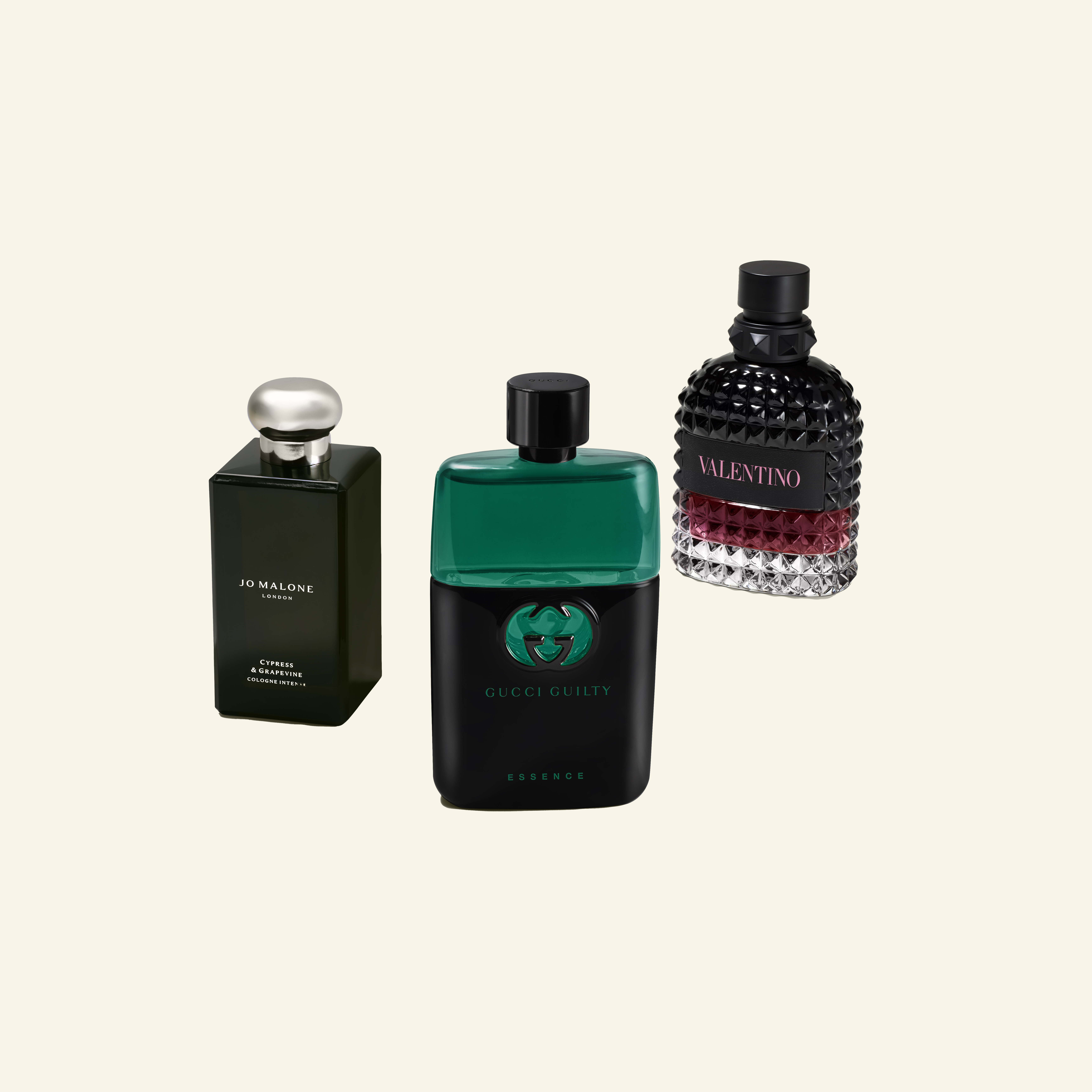 Jo Malone men's cologne, Gucci men's cologne, Valentino men's cologne