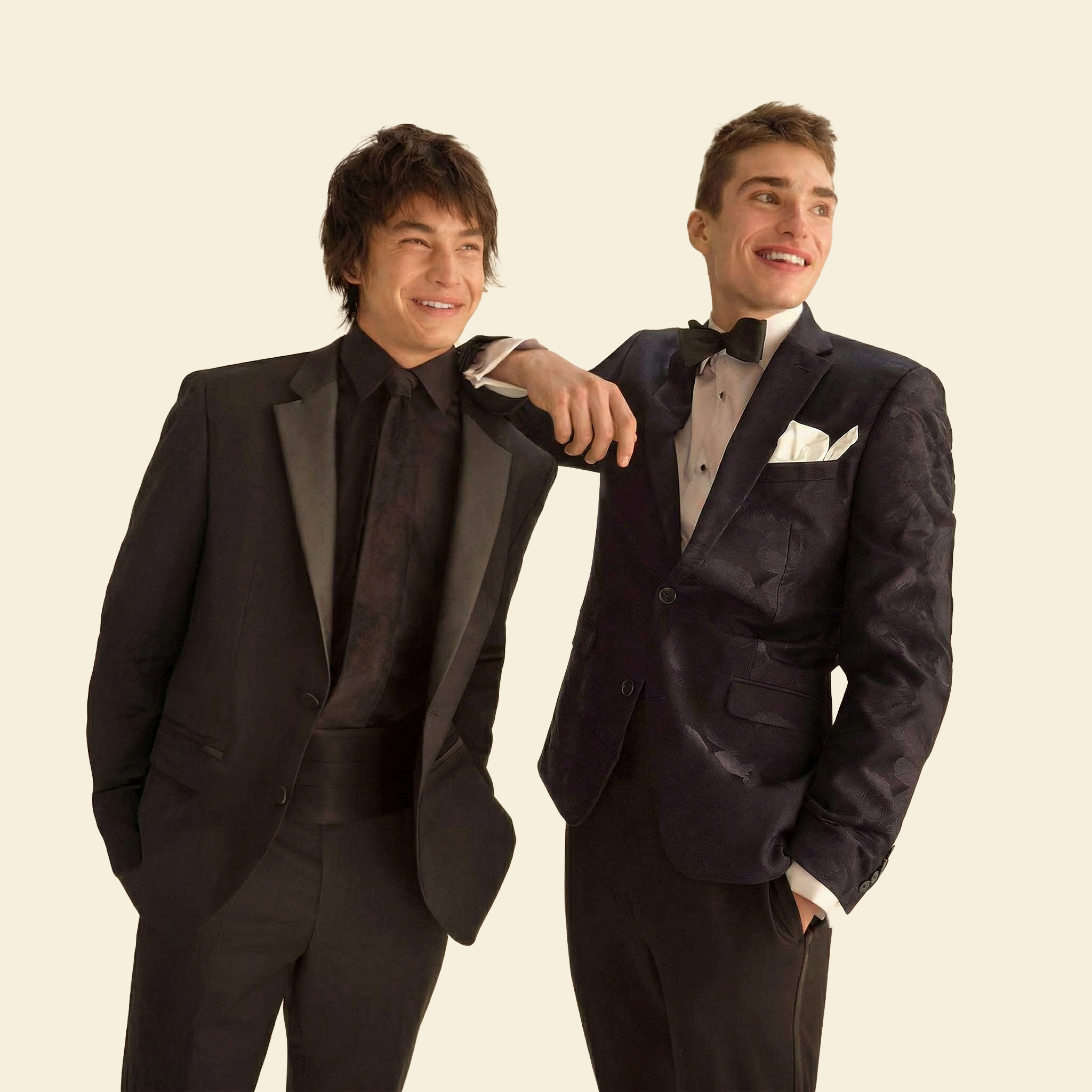 Men in black prom suits