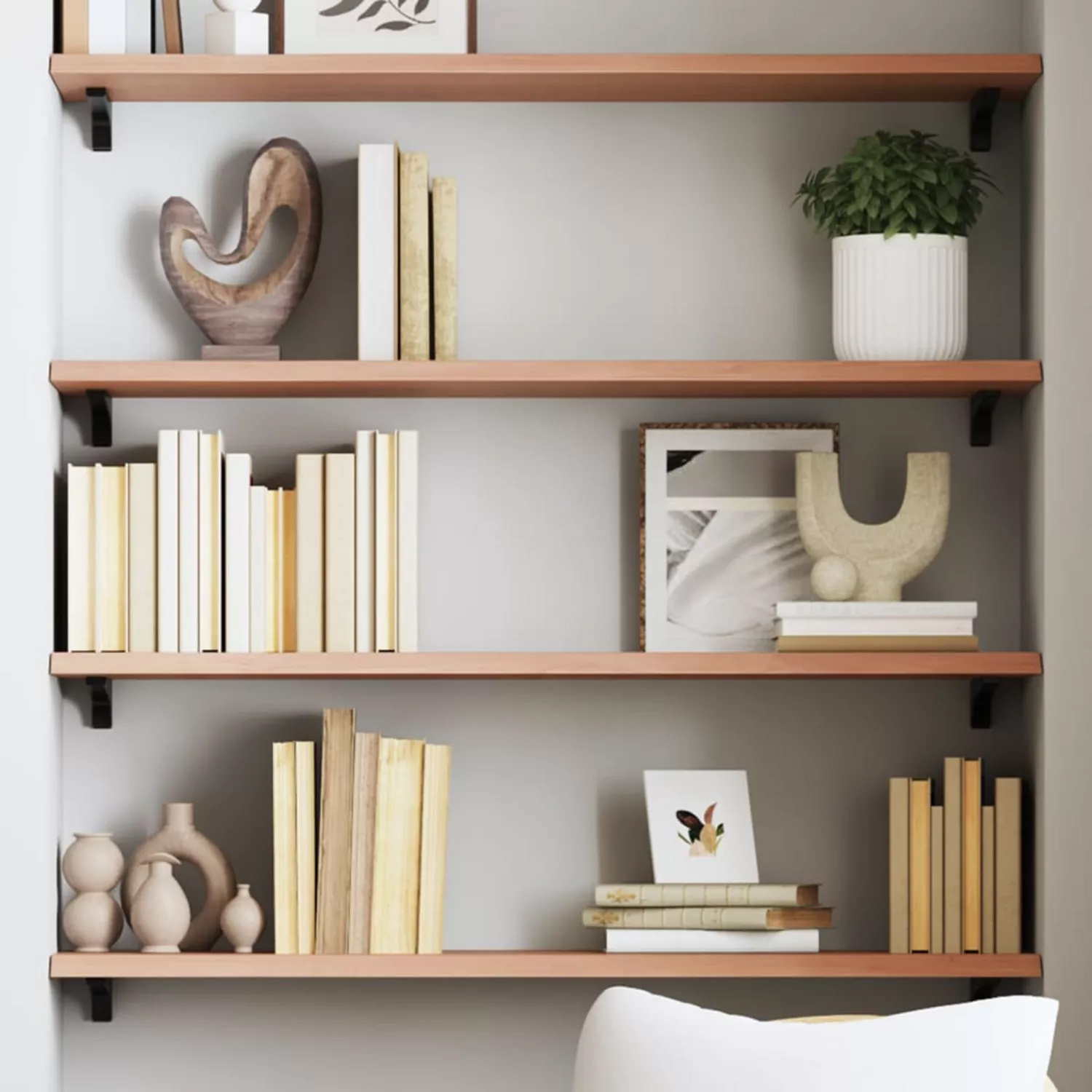 Hardwood floating shelves