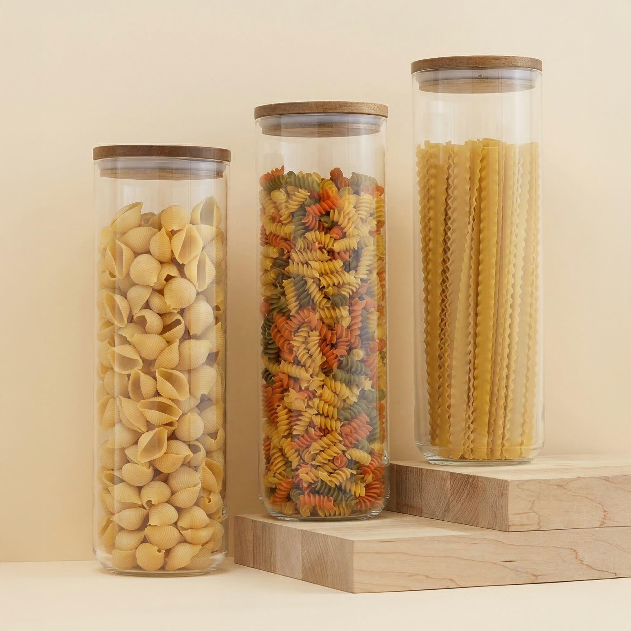 Stackable glass food storage canister