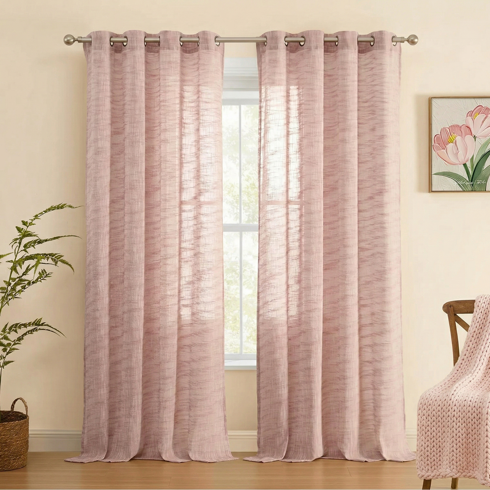 Spring sheer pink curtains