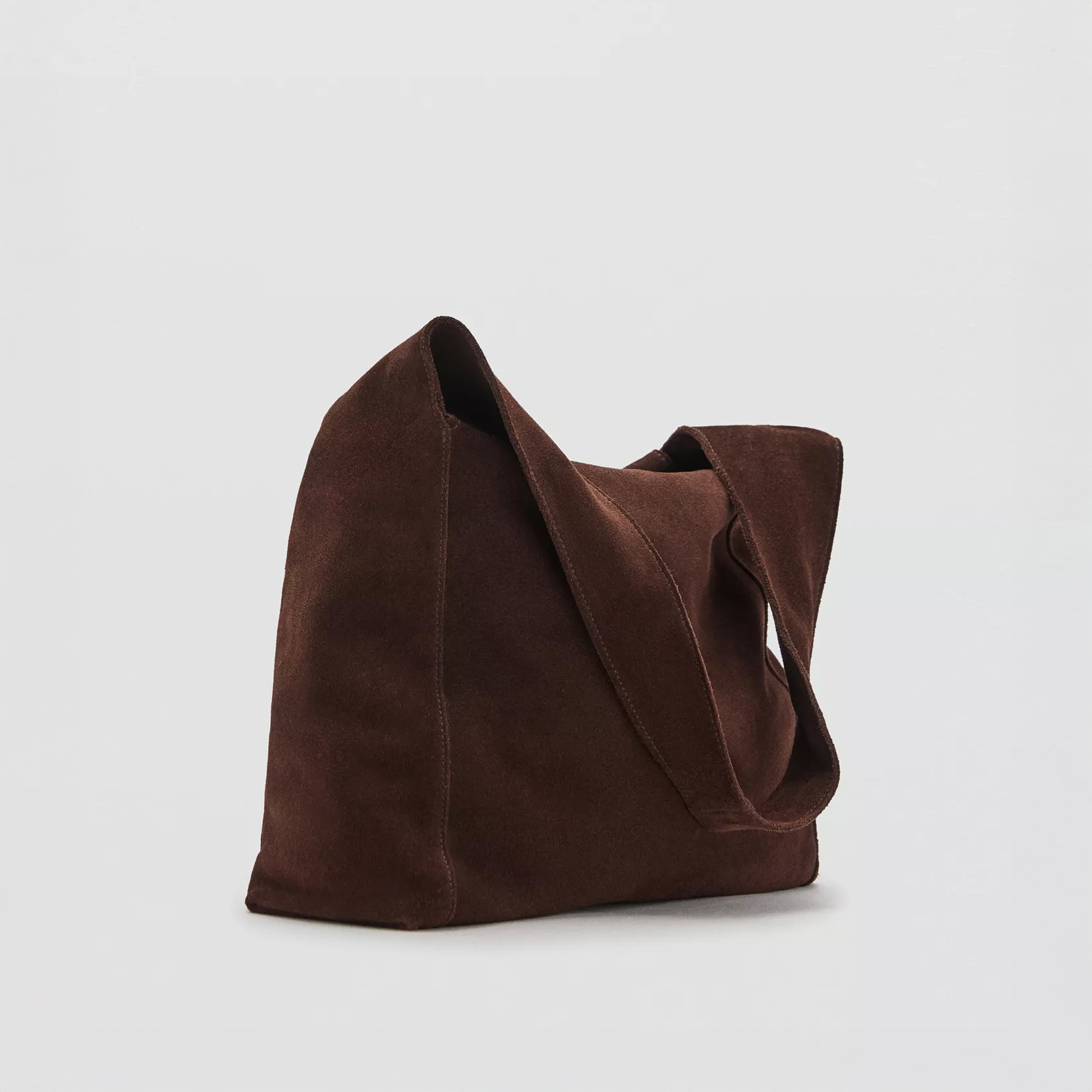 Brown suede shoulder bag