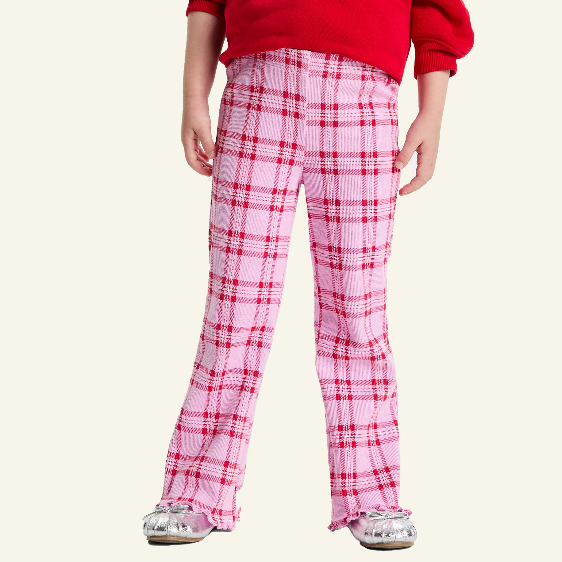 Kids Valentines day pink plaid pants