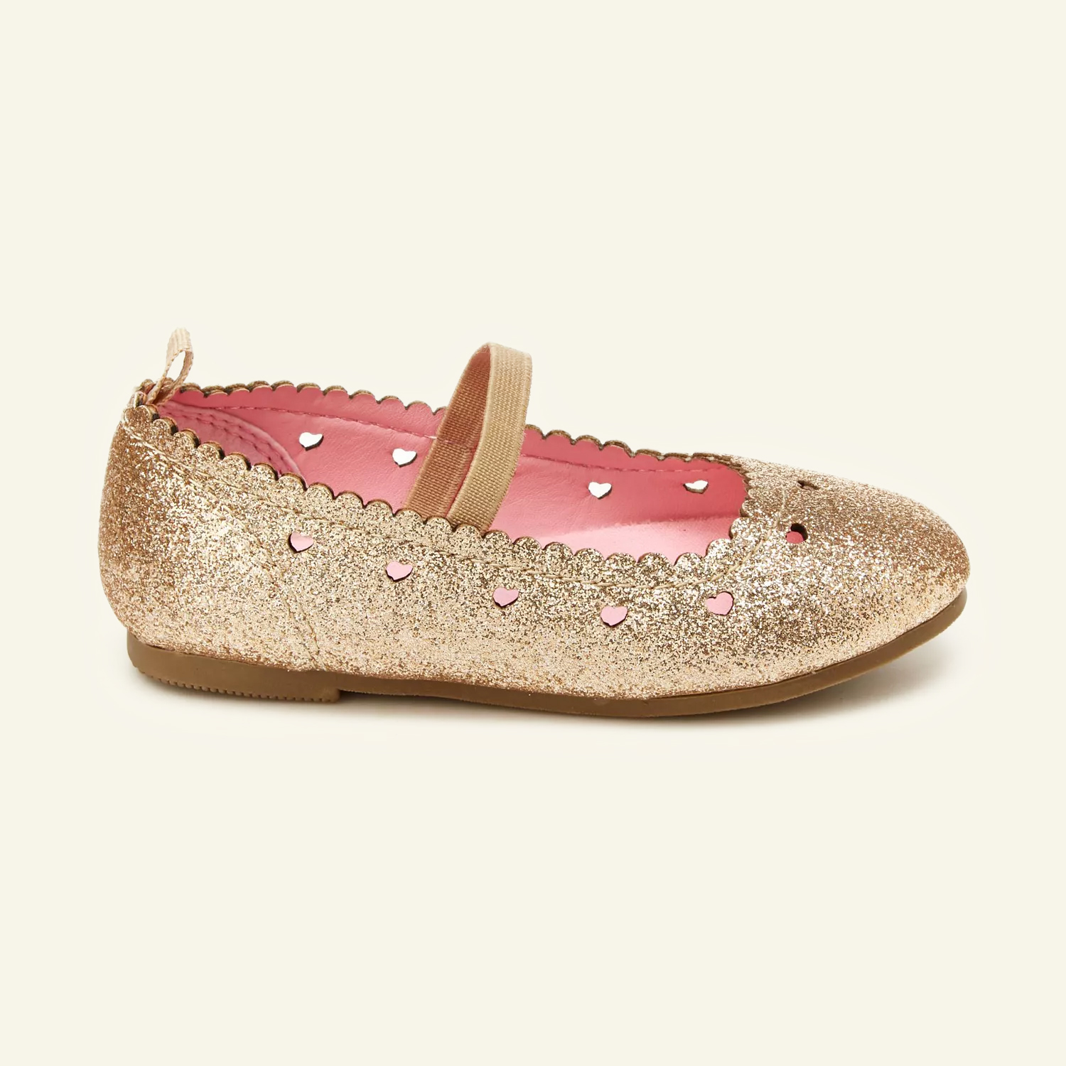 Girls Valentines day heart glittle ballerina flat
