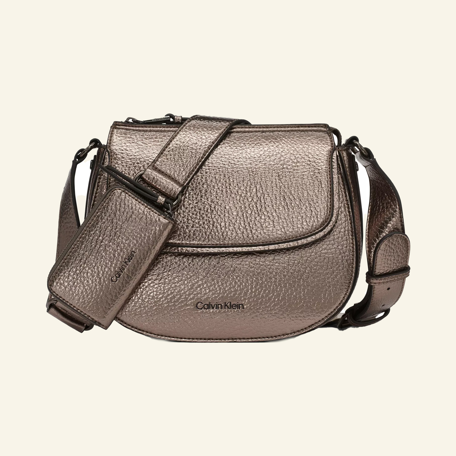Calvin Keien winter crossbody in gunmetal