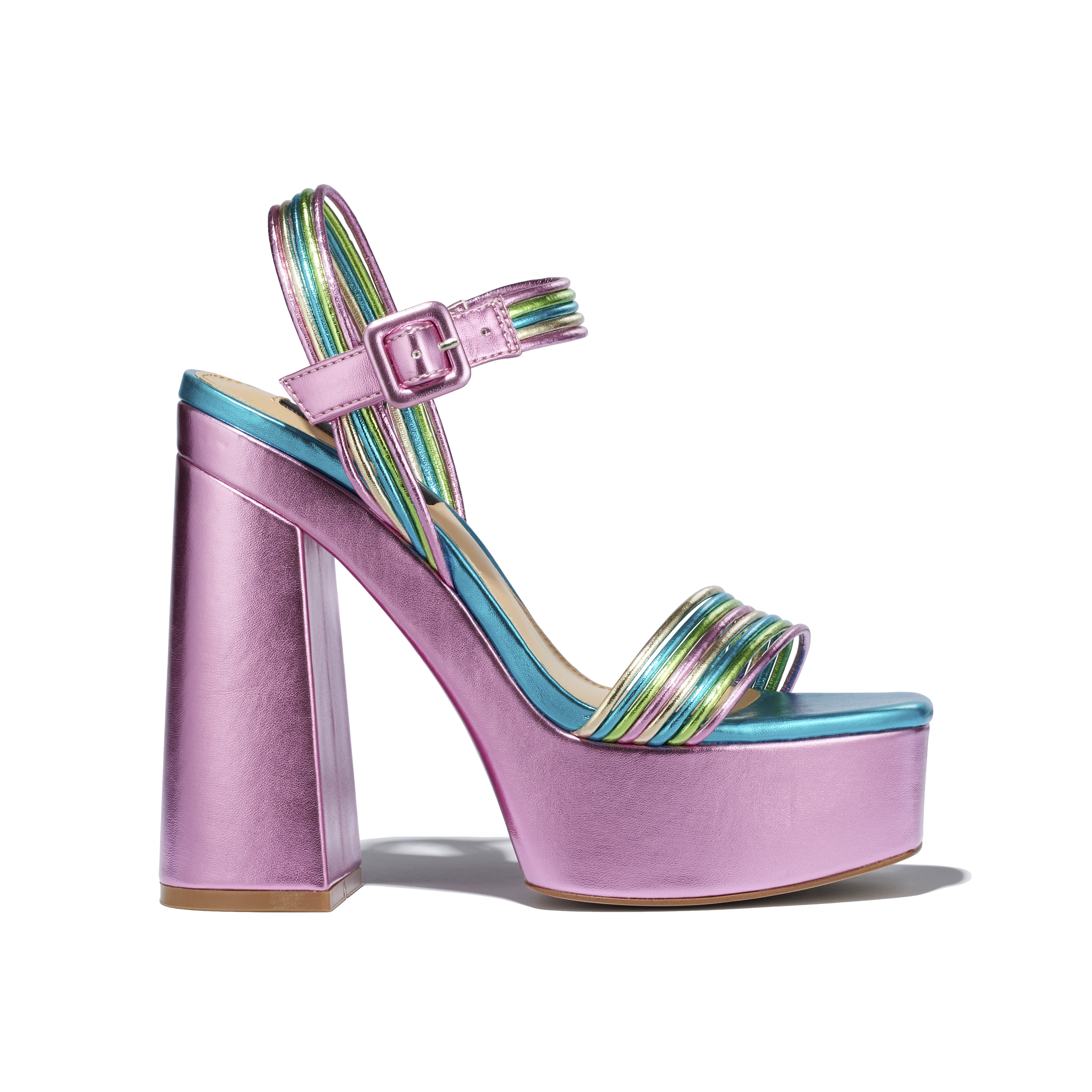 Y2K metallic platform heel shoe