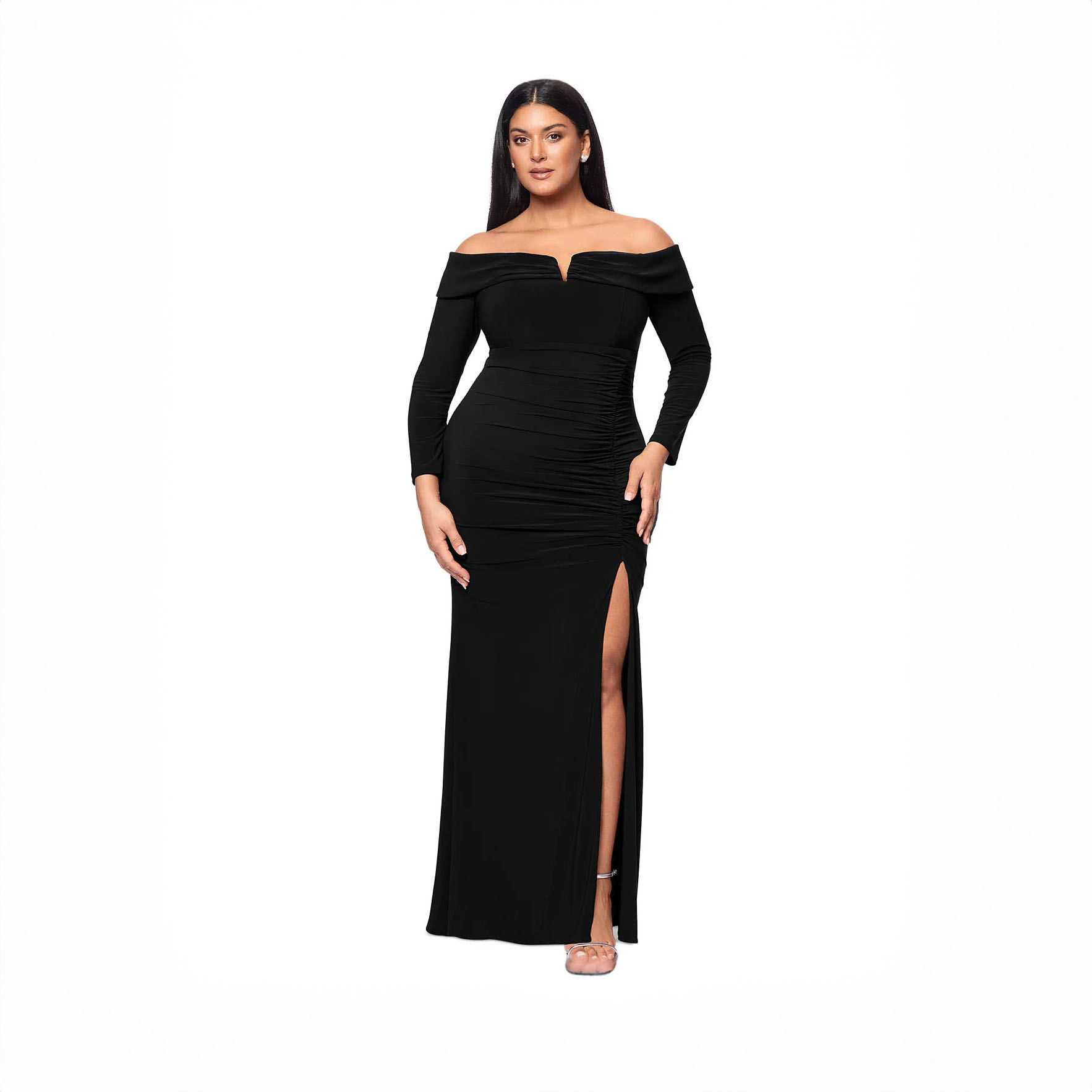 Woman with dress for pear shaped body types