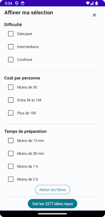A screenshot of the Filters page