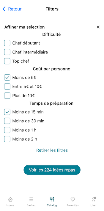 A screenshot of the Filters page