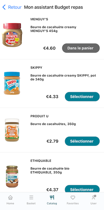 A screenshot of the Item Selector page