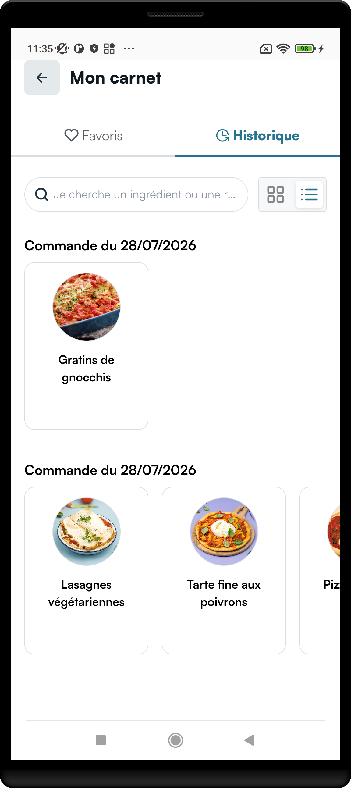 My Space — history tab