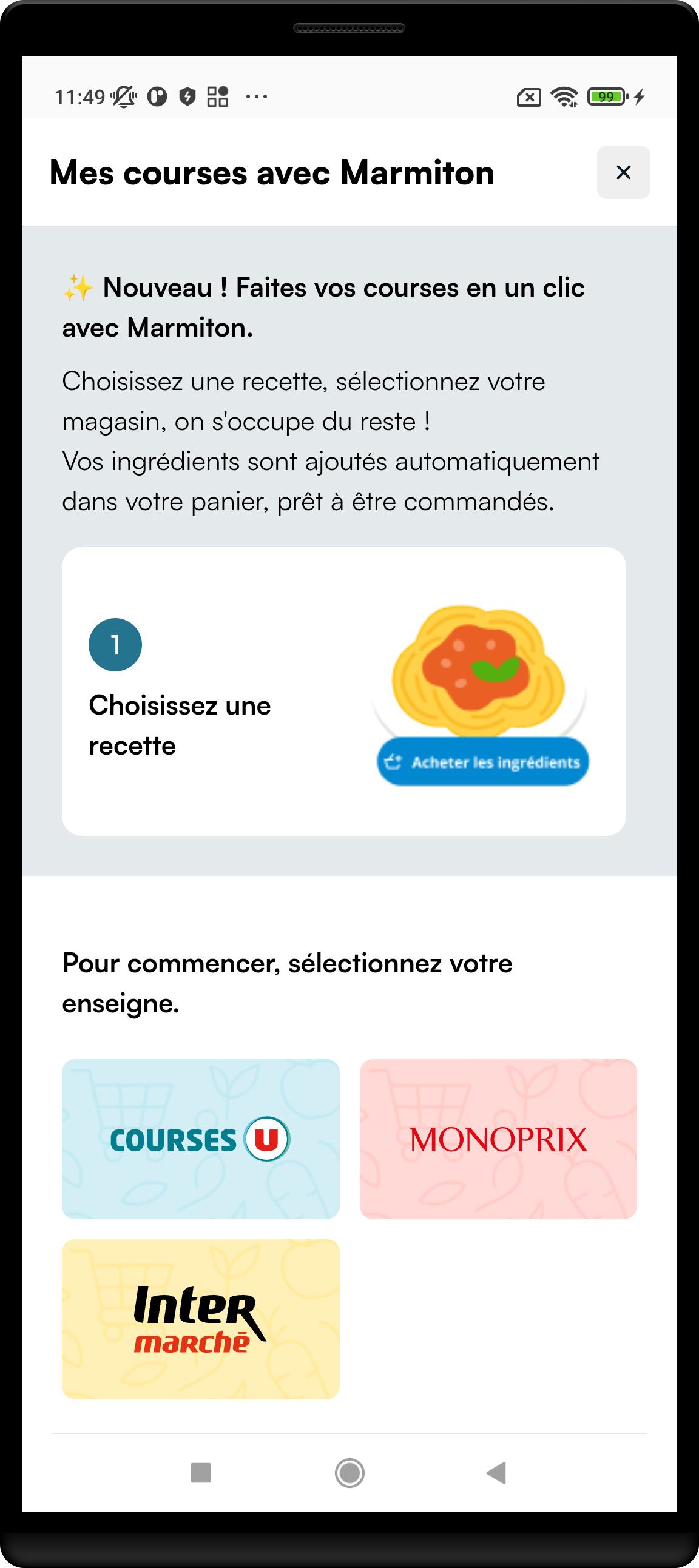 Supplier selector — pick retailer