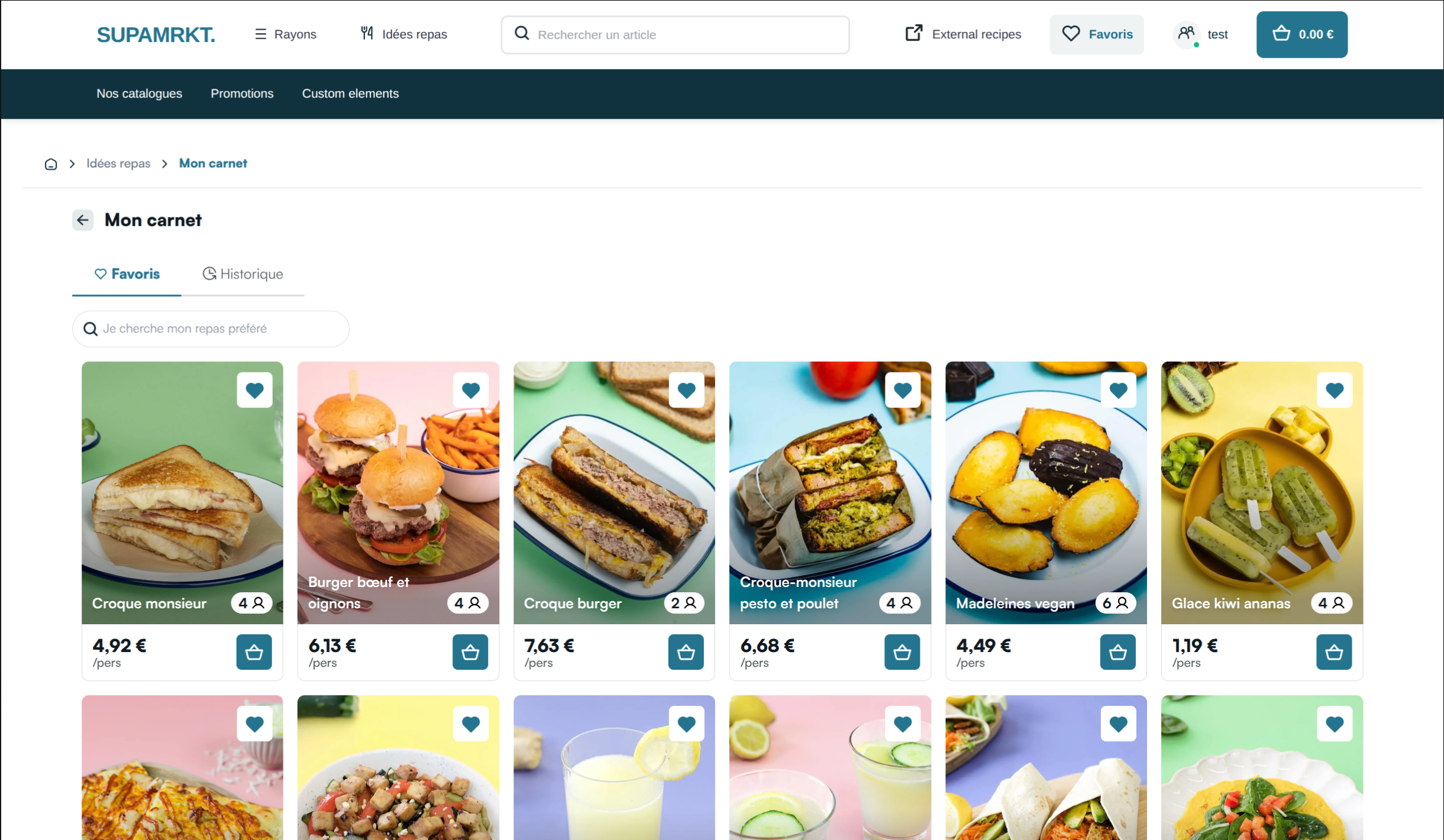 Favorites tab