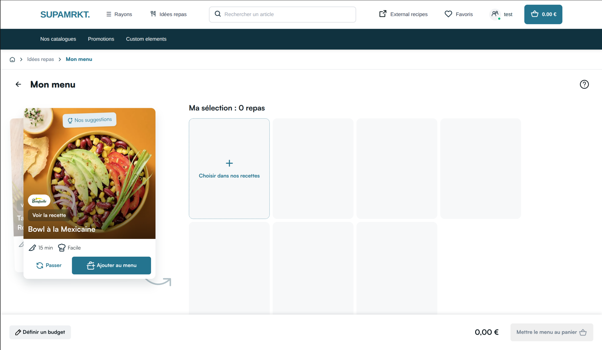 Planner current menu empty