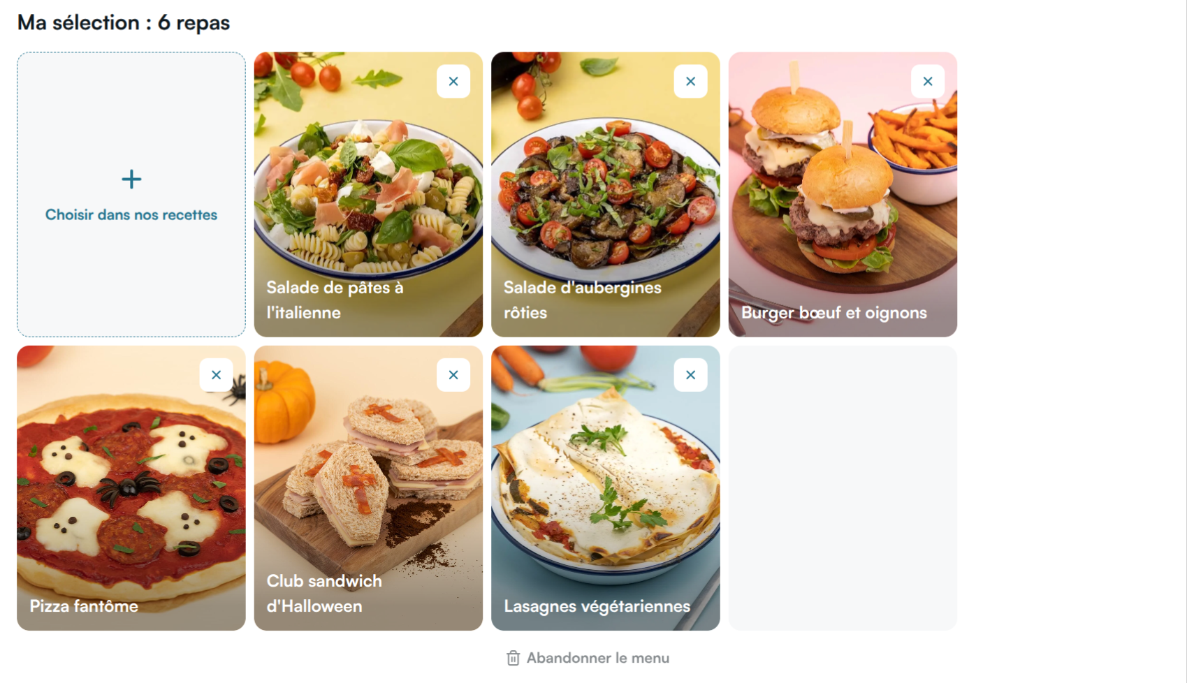 Current menu