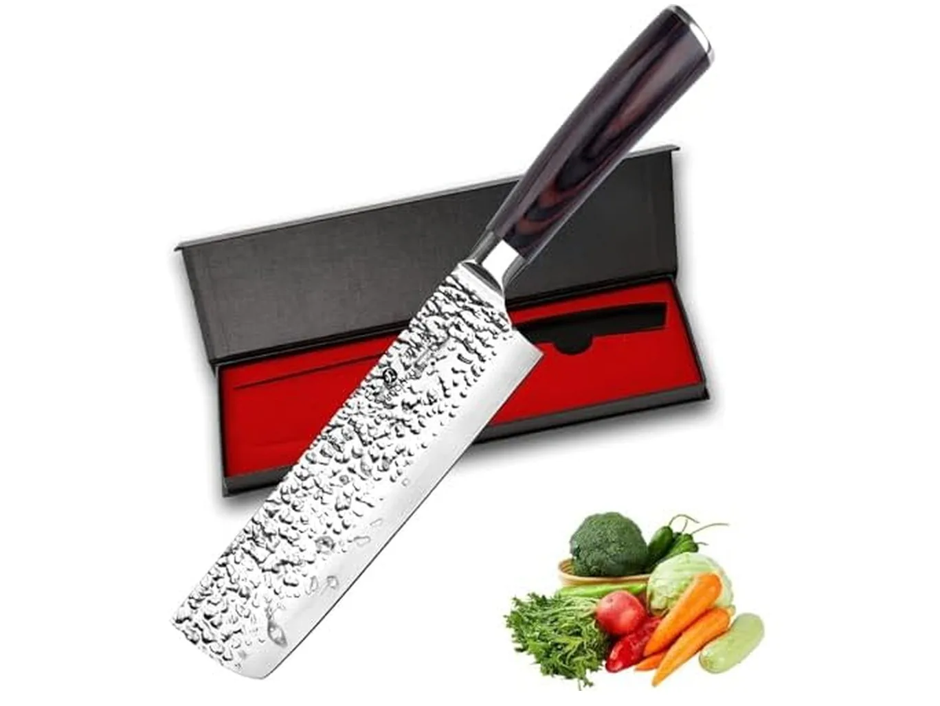 imarku 7 inch nakiri knife with a flat rectangular stainless steel blade