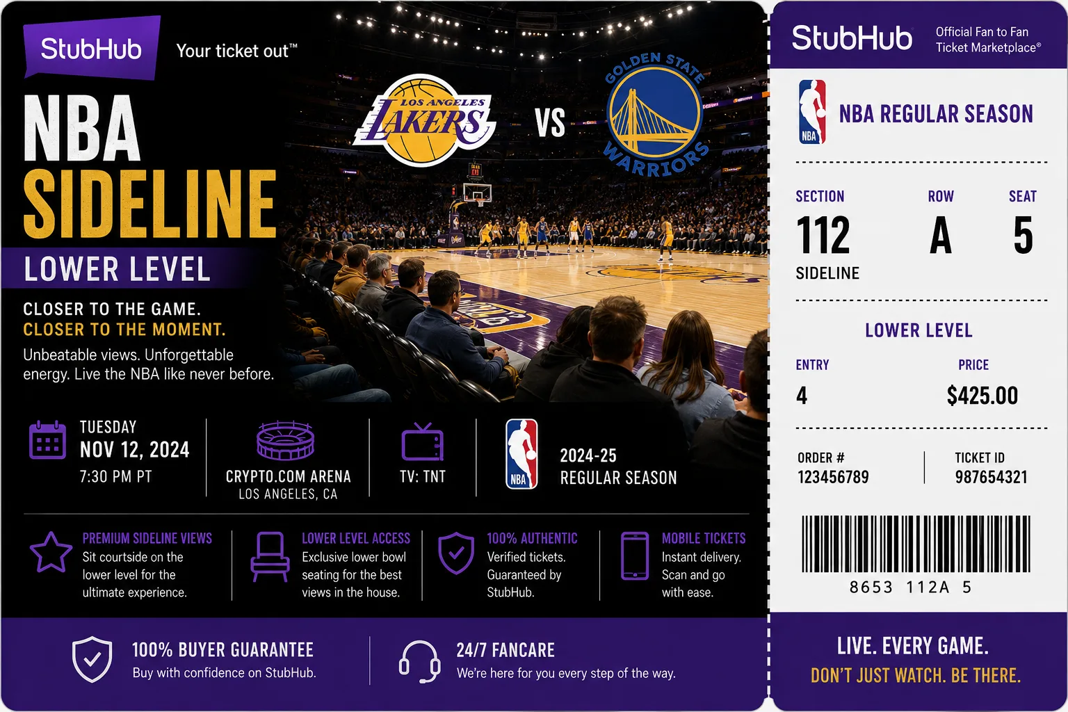 NBA Sideline Lower Level Ticket
