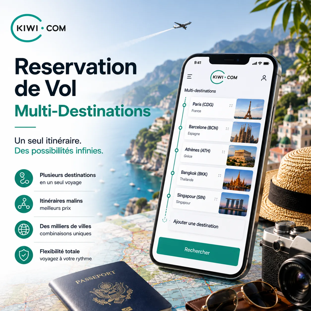 Reservation de Vol Multi-Destinations Kiwi.com