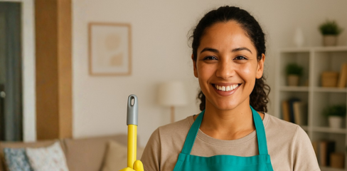 mulher fazendo uma limpeza padrão