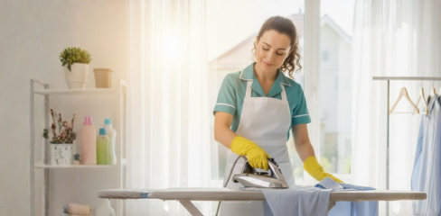 mulher fazendo passadoria