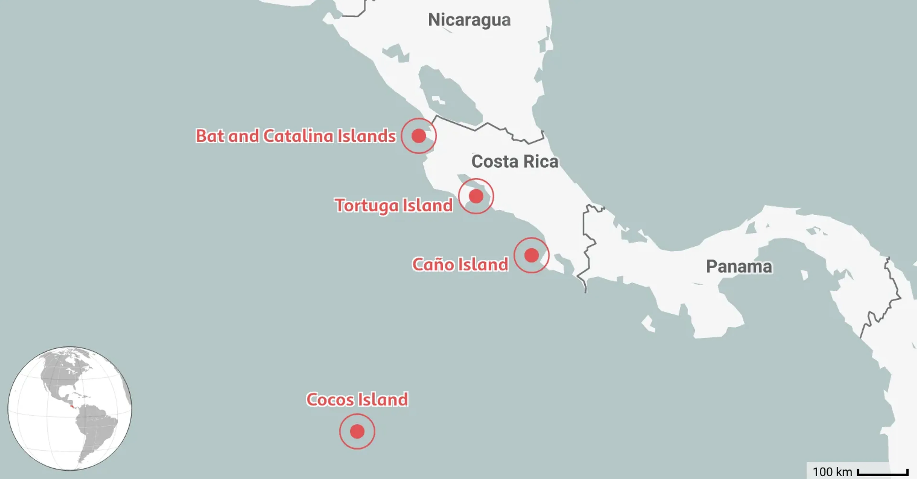 costa rica scuba diving map