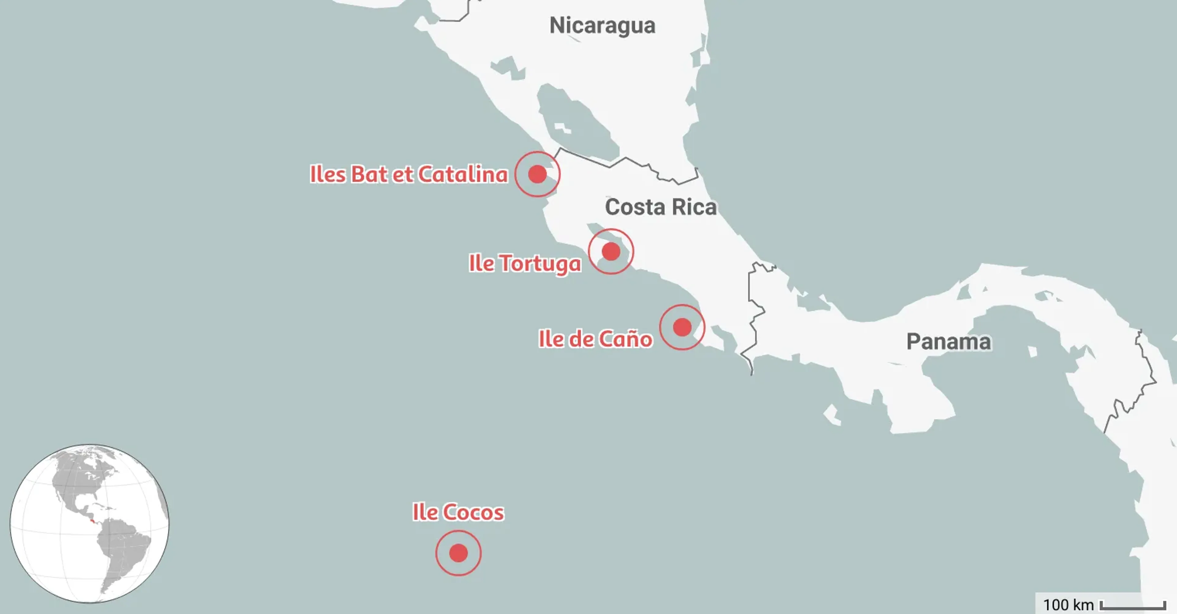 Carte des 4 meilleurs endroits où plonger au Costa Rica