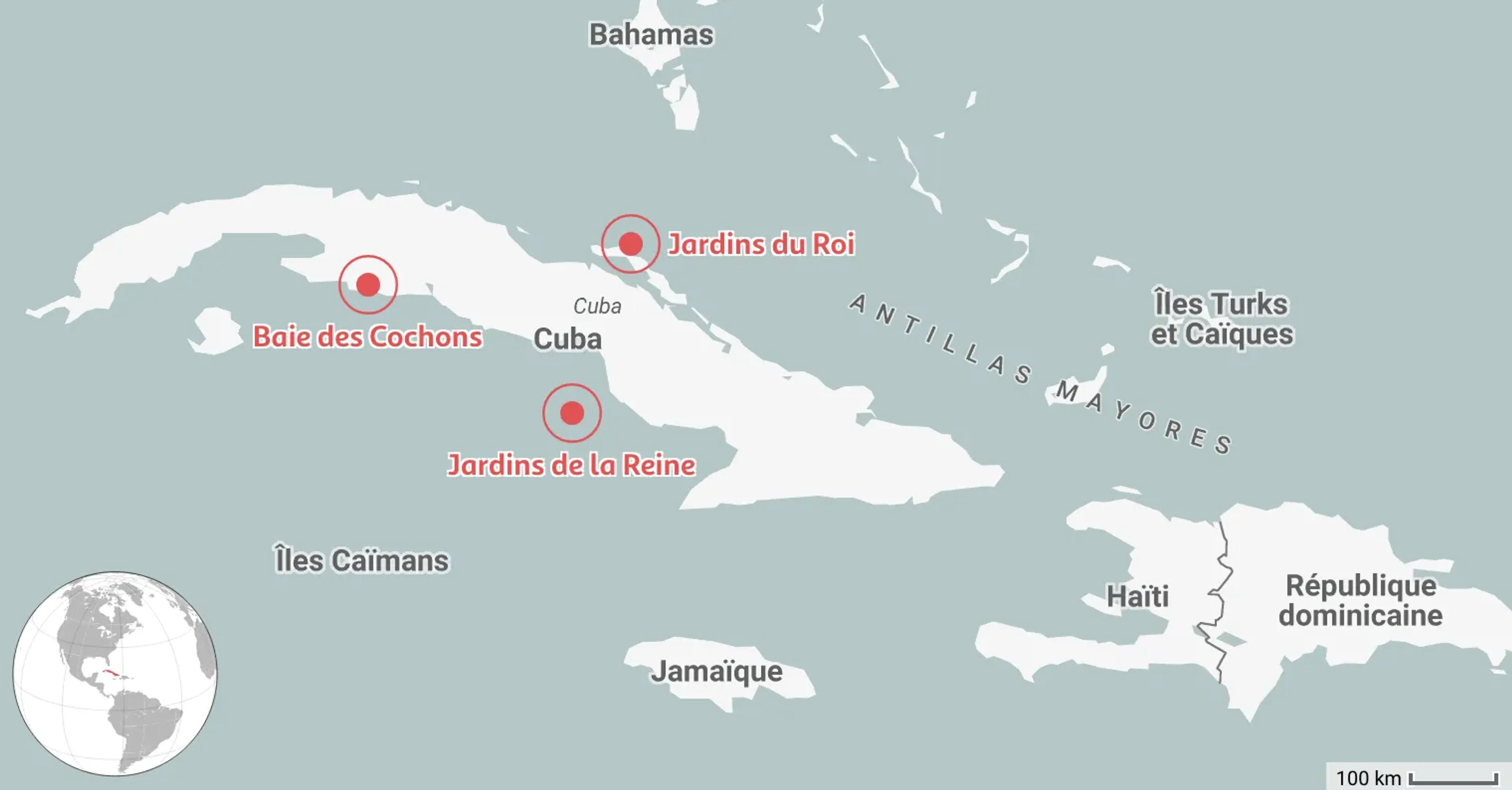 Carte des 3 meilleurs endroits où plonger à Cuba