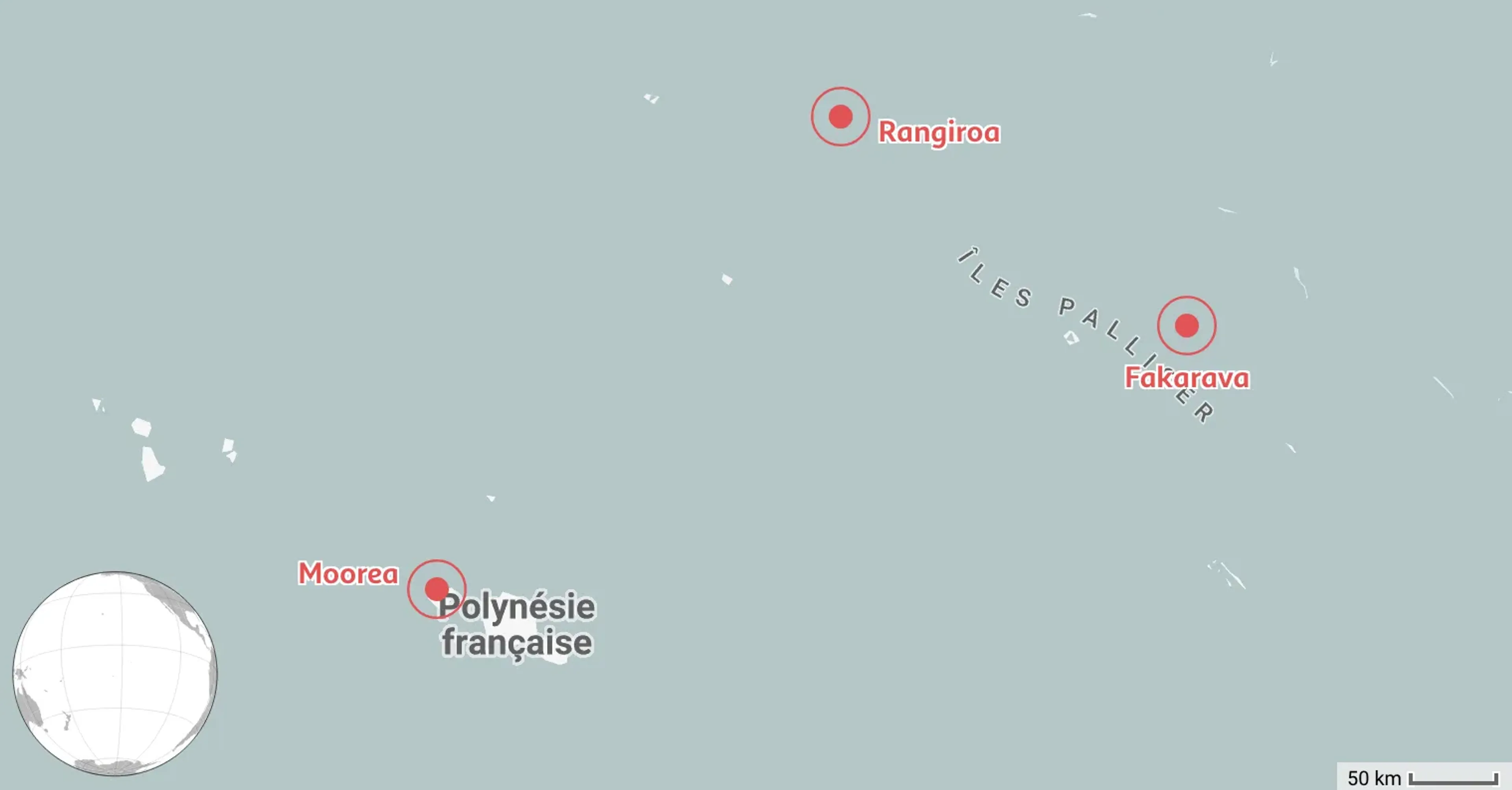 Carte des 3 meilleurs endroits où plonger en Polynésie française