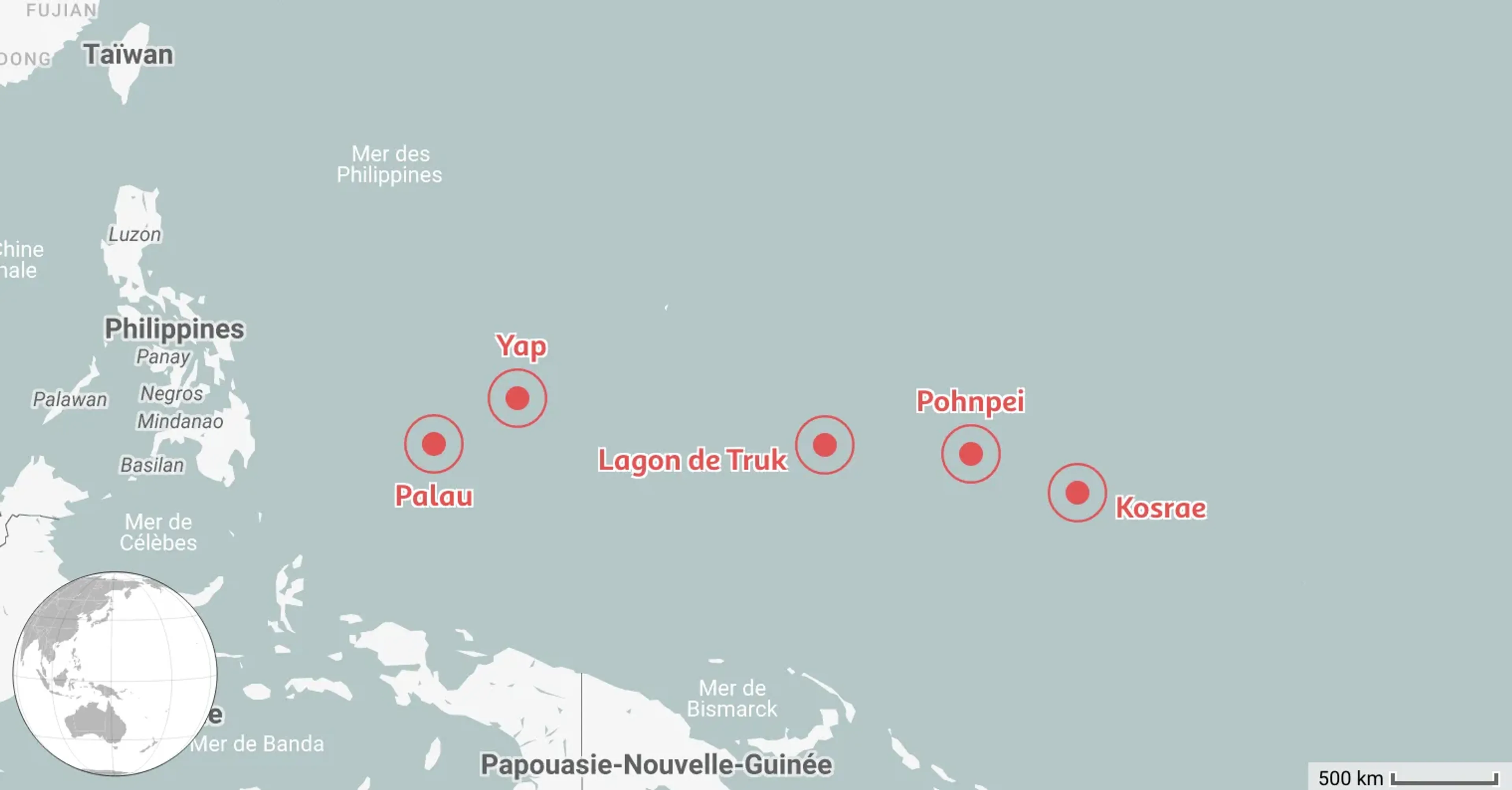 Carte des 5 meilleurs endroits où plonger en Micronésie