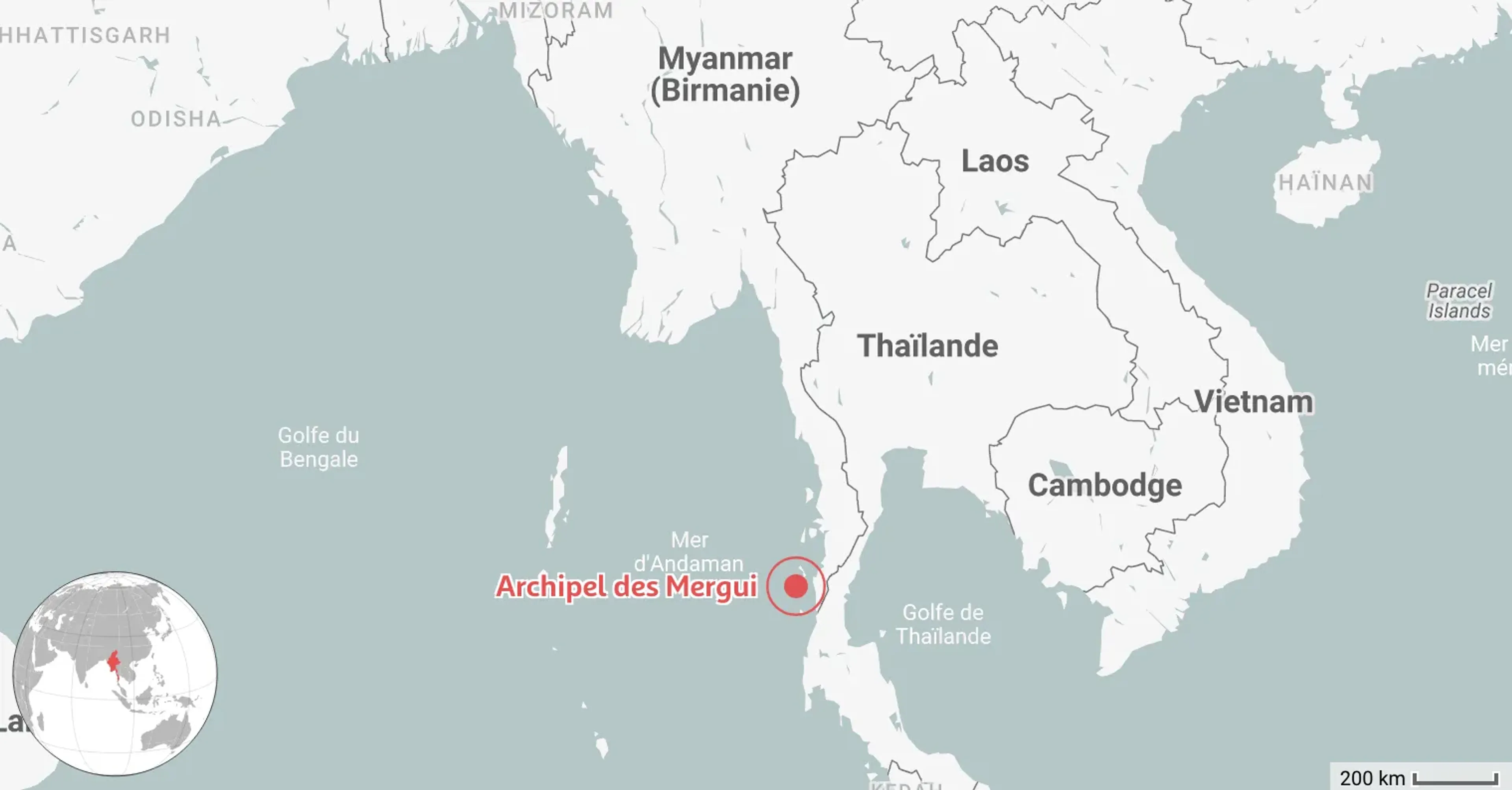 Carte des Meilleurs Endroits où Plonger au Myanmar