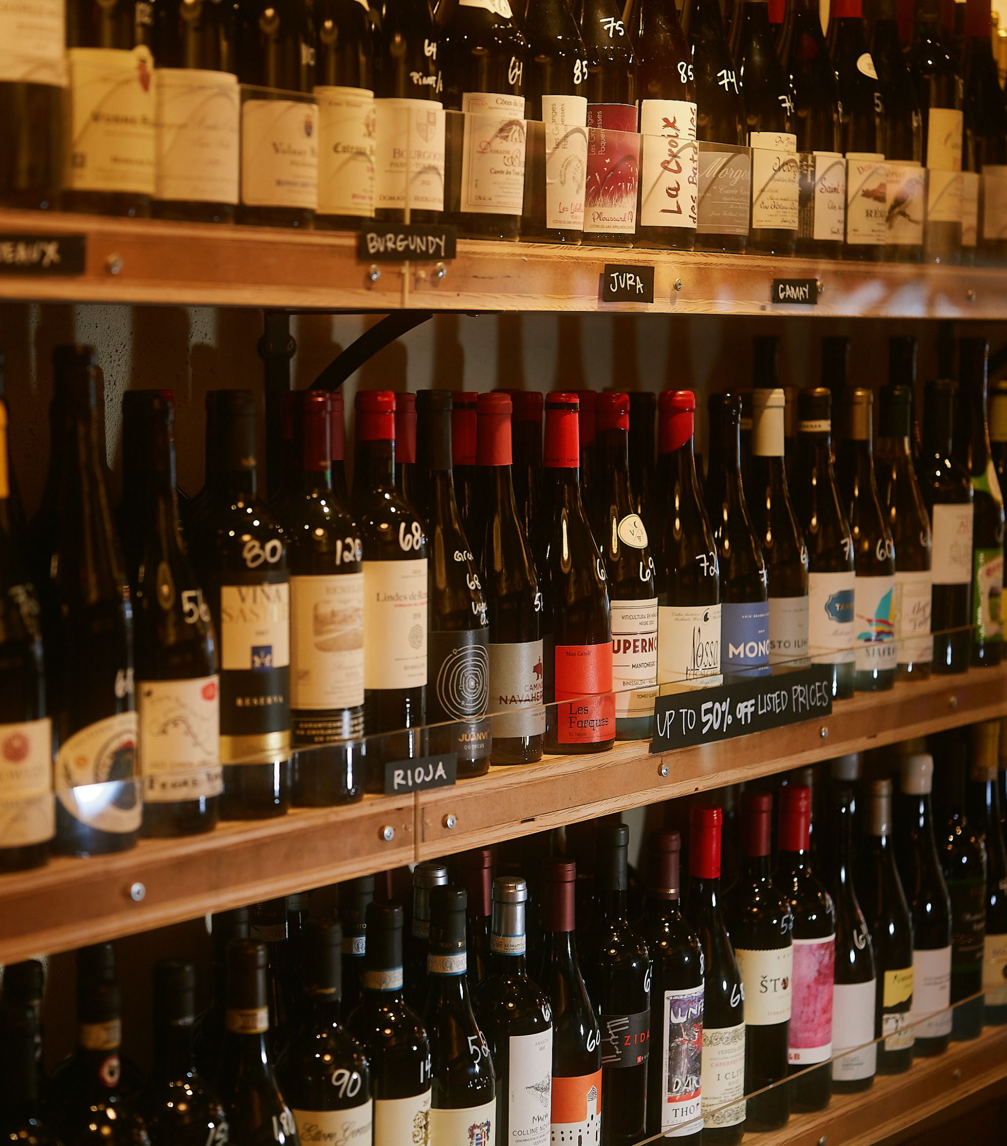 Photo of wine bottles at Birba's shop