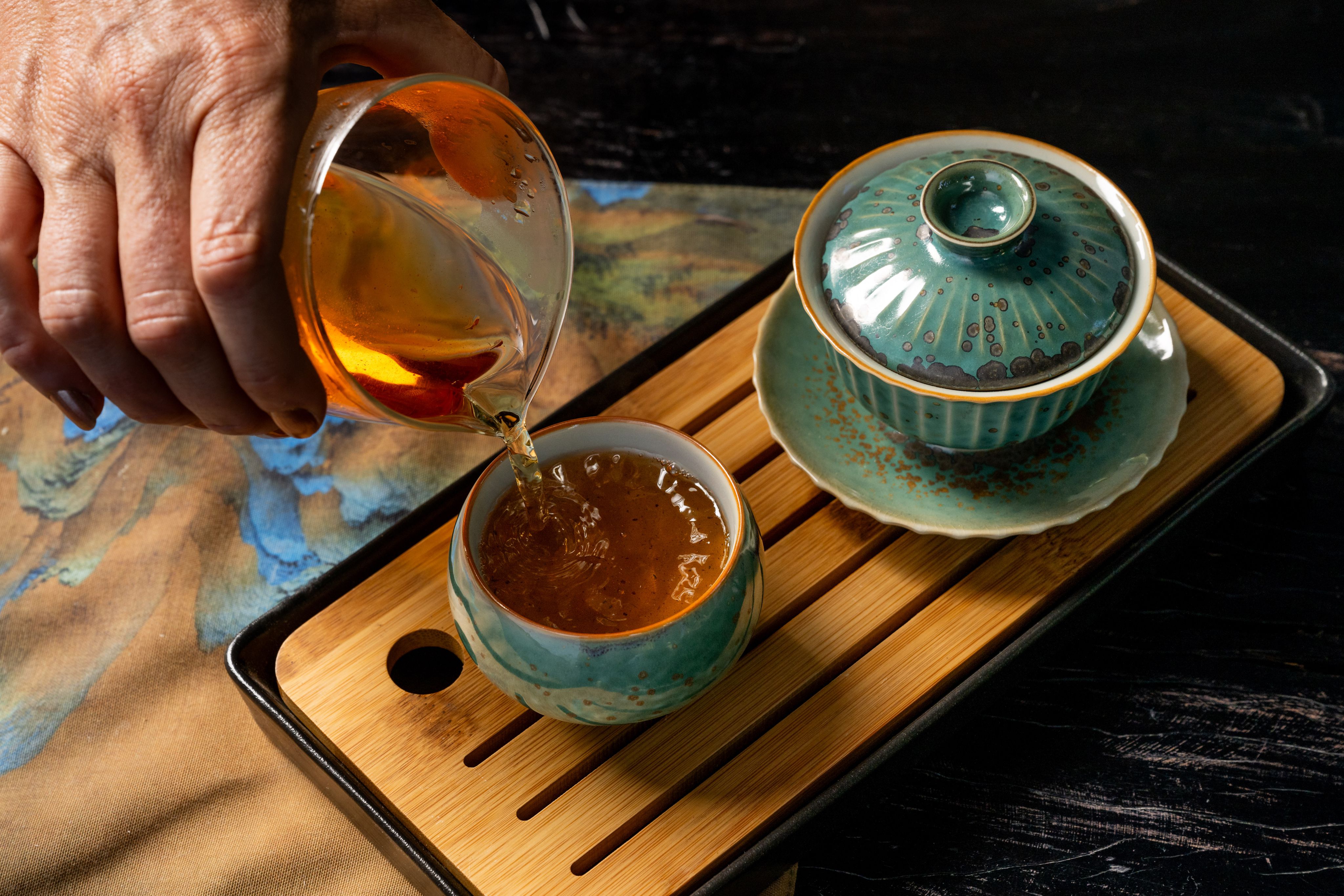 Photo of tea ceremony performed at Blue Willow Tea