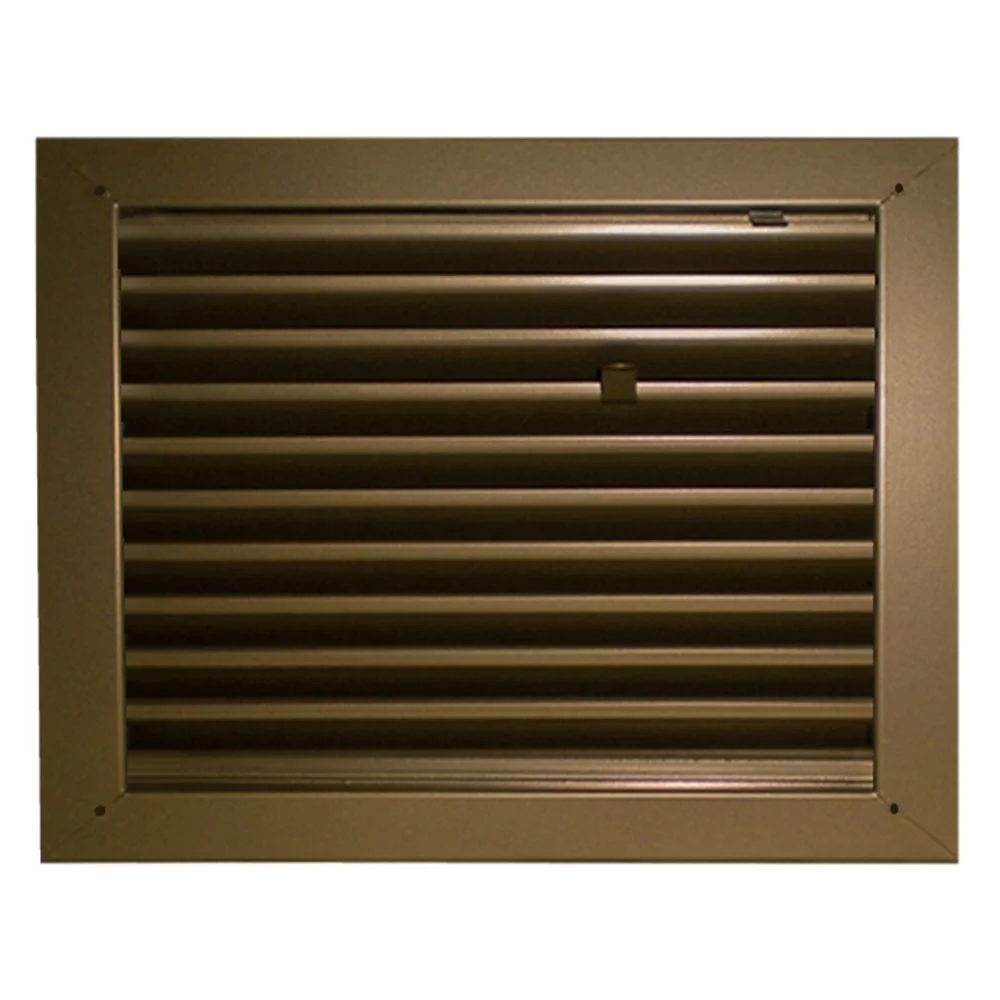 1100 adjustable door louver in bronze, with horizontal Z blades and a small adjusting tab in the middle
