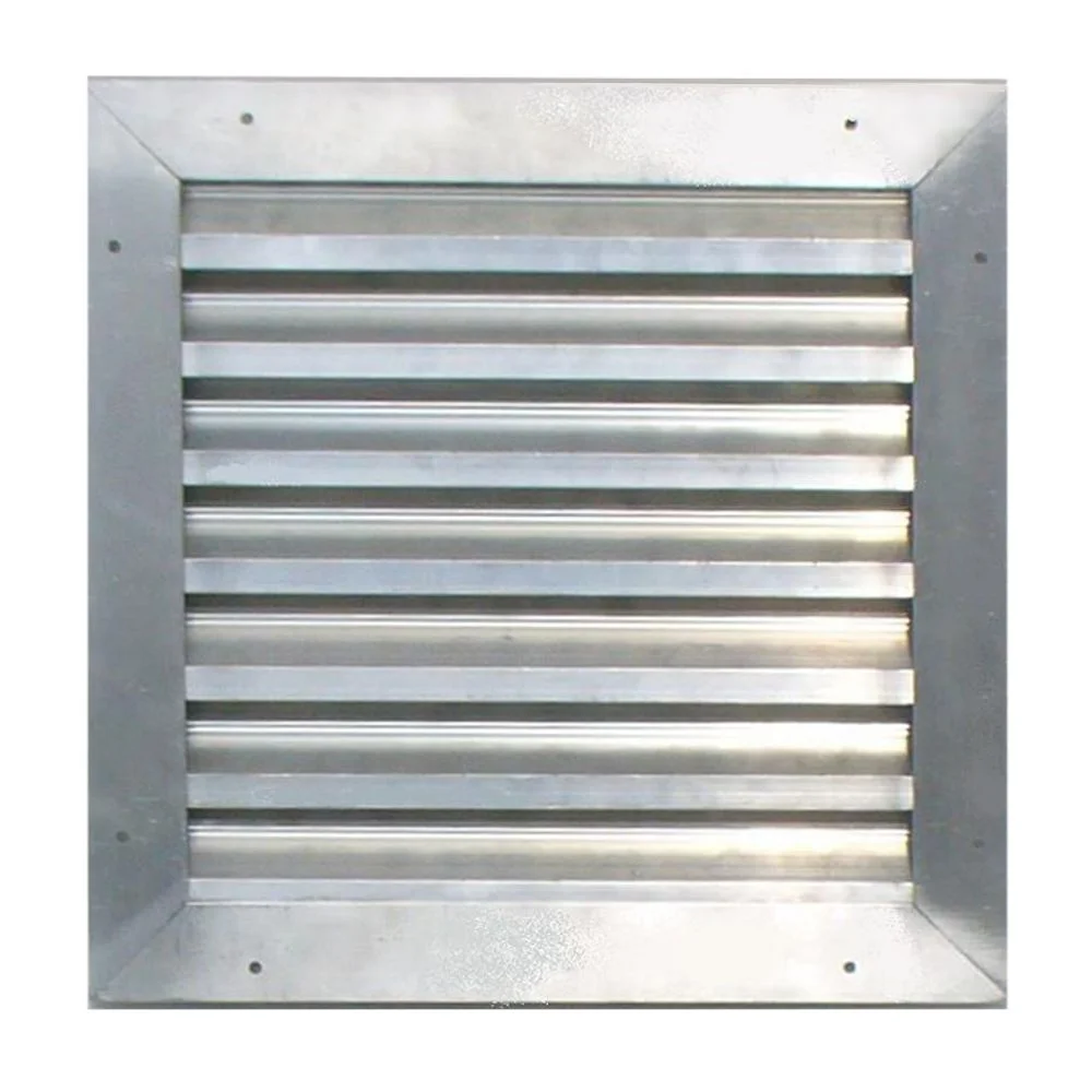 1400 series door louver in bare mill finish aluminum, with wide horizontal Z blades