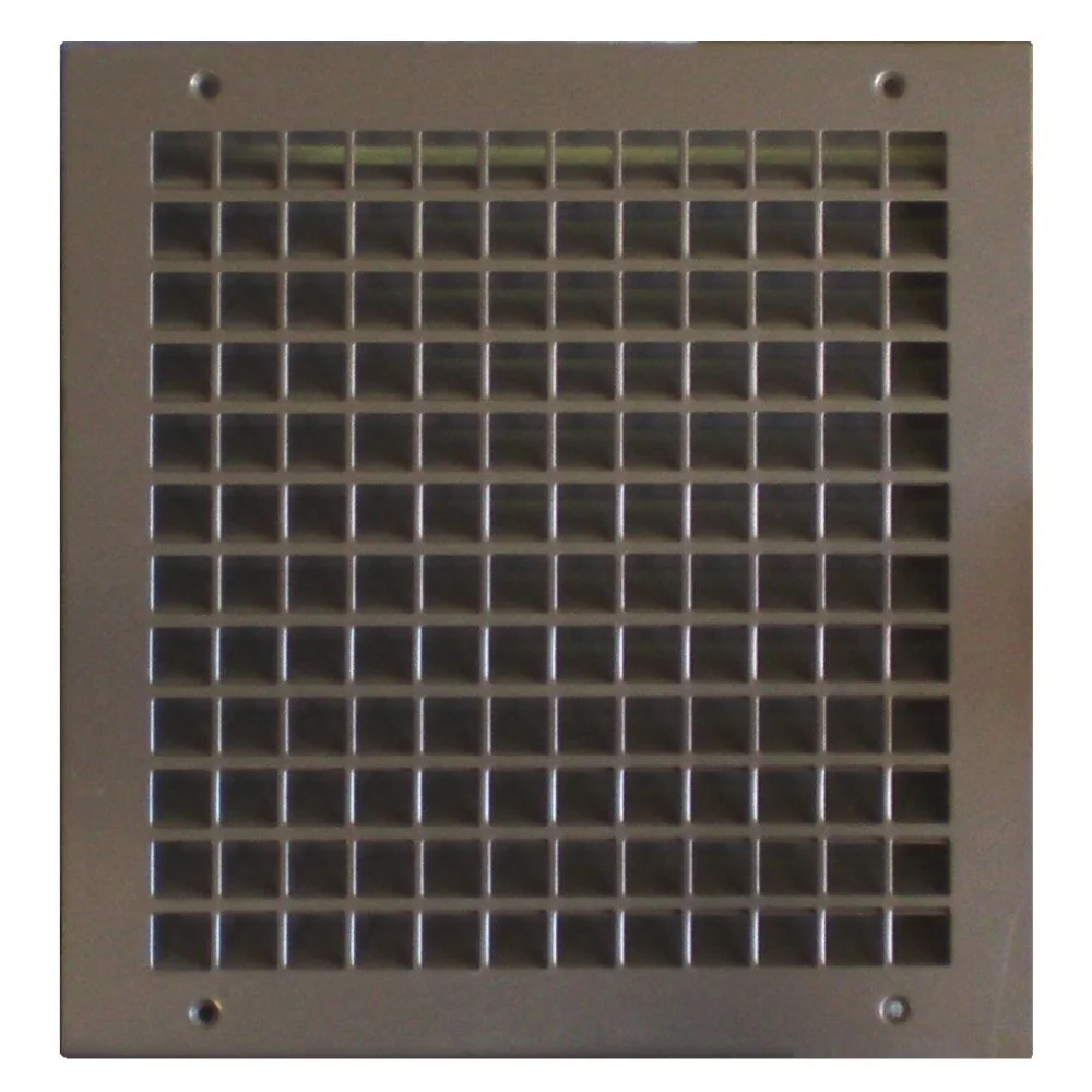 1500A security door louver in bronze, its face covered by a grid of square grille openings