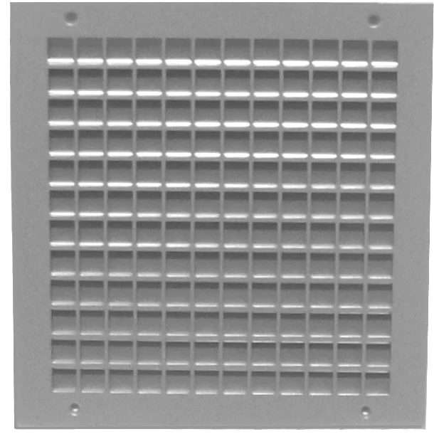 1500AHR hurricane-rated door louver in light gray, its face covered by a grid of square grille openings