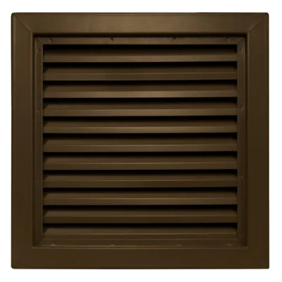 800 series door louver in bronze, square, with horizontal inverted Y blades inside a flat face frame