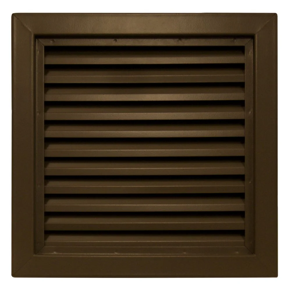 800 series door louver in bronze, square, with horizontal inverted Y blades inside a flat face frame